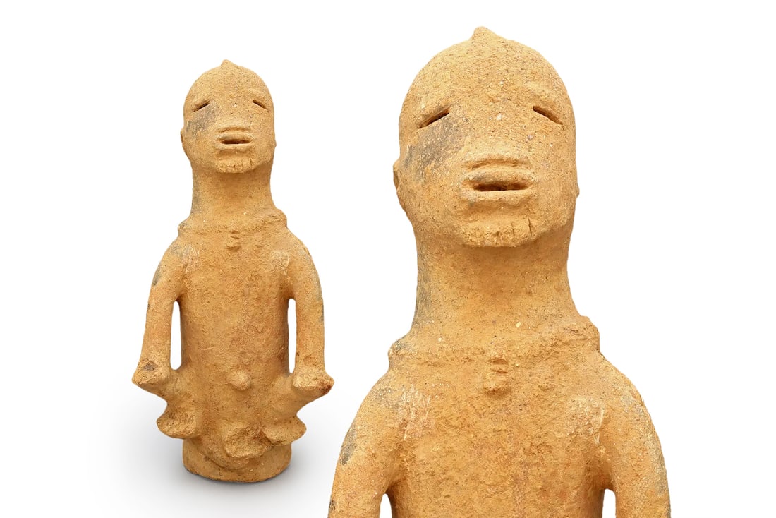 Ancient Africa NOK Civilization Terracotta Burial Sitting Katsina Man, A Figure Dated As 200 BCE (1 of 8)