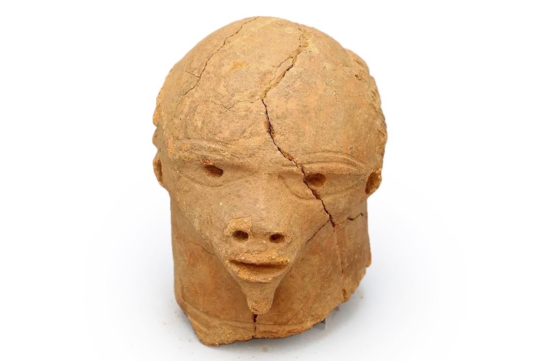 Ancient Africa NOK Civilization Terracotta Burial Male Sculpture, A Heavy Head Figure 200 BCE Art (1 of 6)