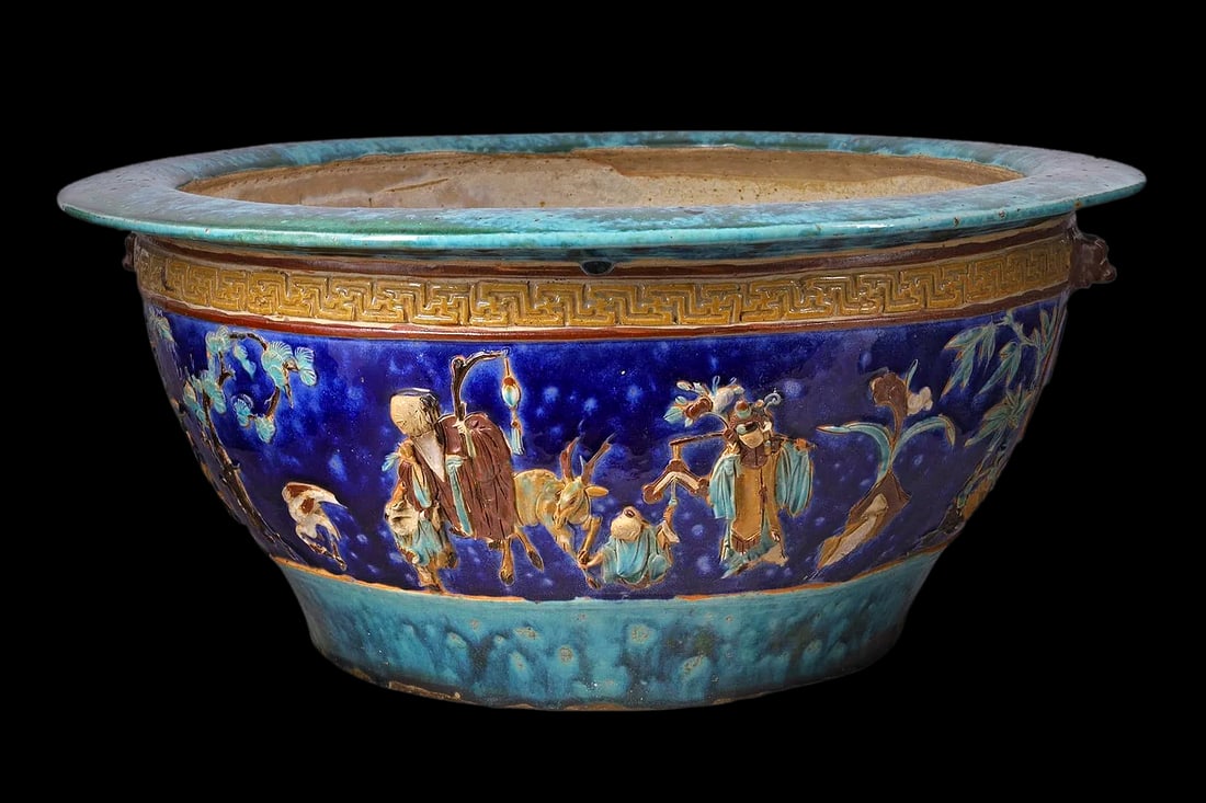 Large Chinese Fish Bowl Planter, Circa 1880s Manufactured In Annam Or Canton, Asian Oriental Garden (1 of 9)