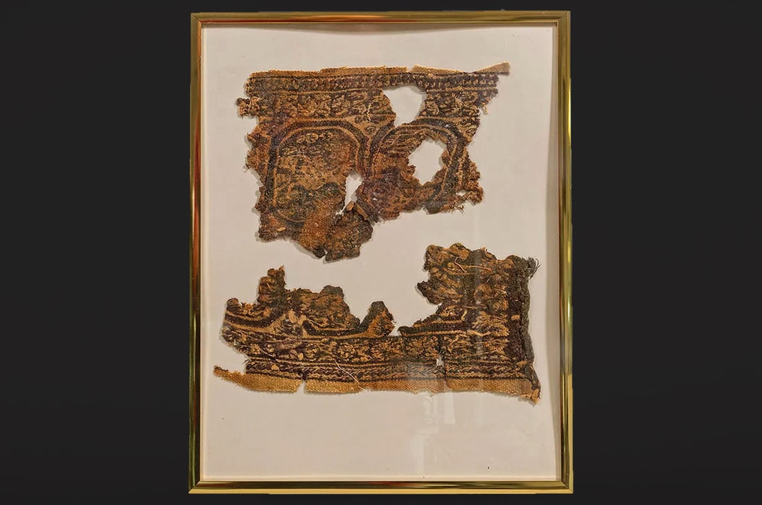 Ancient 5th Century AD, Christian Coptic Egypt Textile Fragments In A Single Frame, North Africa (1 of 3)
