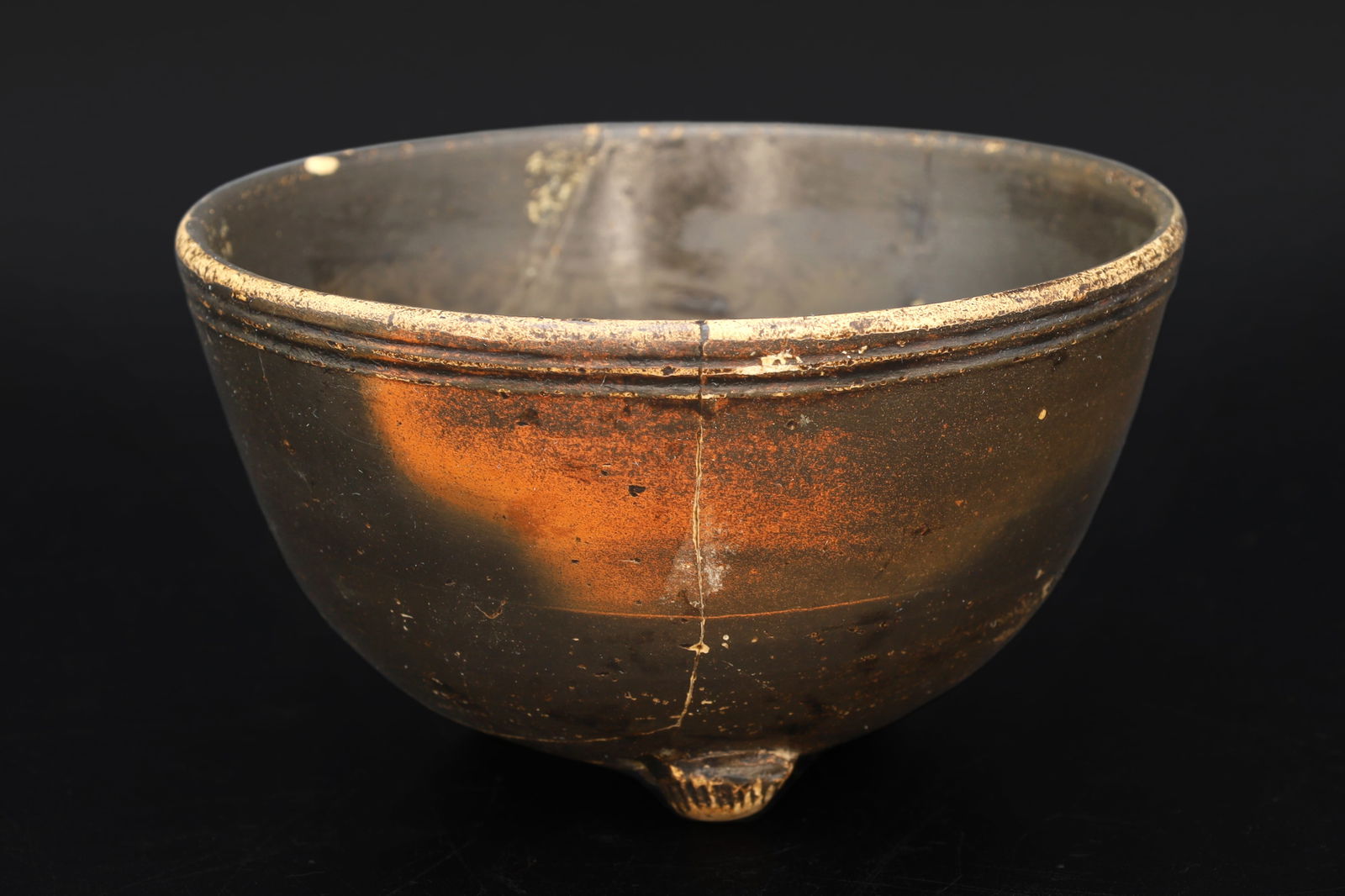 Antiquities, Circa 4th Century BC Magna Graecia Blackware Pottery Bowl, Ancient Greek Ceramics Art: European Iron Age Antiquities, Dated As Circa 4th Century BCE Magna Graecia Blackware Pottery Bowl, Small Size, Deep Profile With A Double Carved Stripe On The Outer Face Of The Rim. Ancient Greek Cer