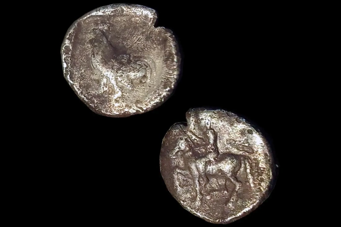 Ancient 4th Century BCE Greek Coin, Dardanos Troas, Silver AR Obol With Rooster Incuse Square (1 of 5)