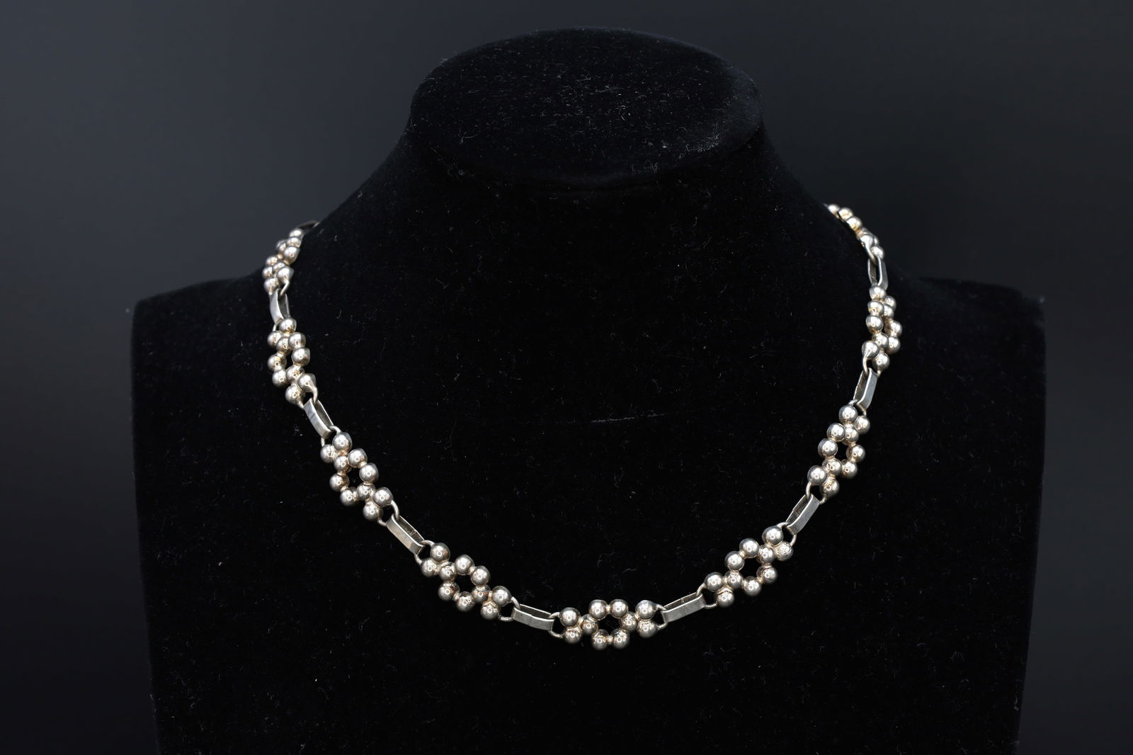 Hermann Siersbol, Vintage Danish Link Necklace, Scandinavian Jewelry 830S Silver, Abtract Modernist: Dimensions Length 15.75 inches. All measurements are approximate. Sold exactly as pictured. Hermann Siersbol, Vintage Danish Link Necklace, Scandinavian Jewelry 830S Silver, Abtract Modernist Choker W