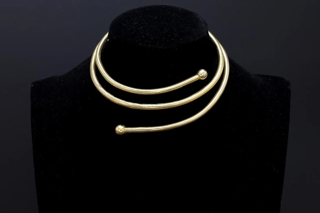 Milor Italy, Rare Gold Gilt On Sterling Silver Snake Chain Necklace Made Out Bendable Flexible Cable (1 of 5)