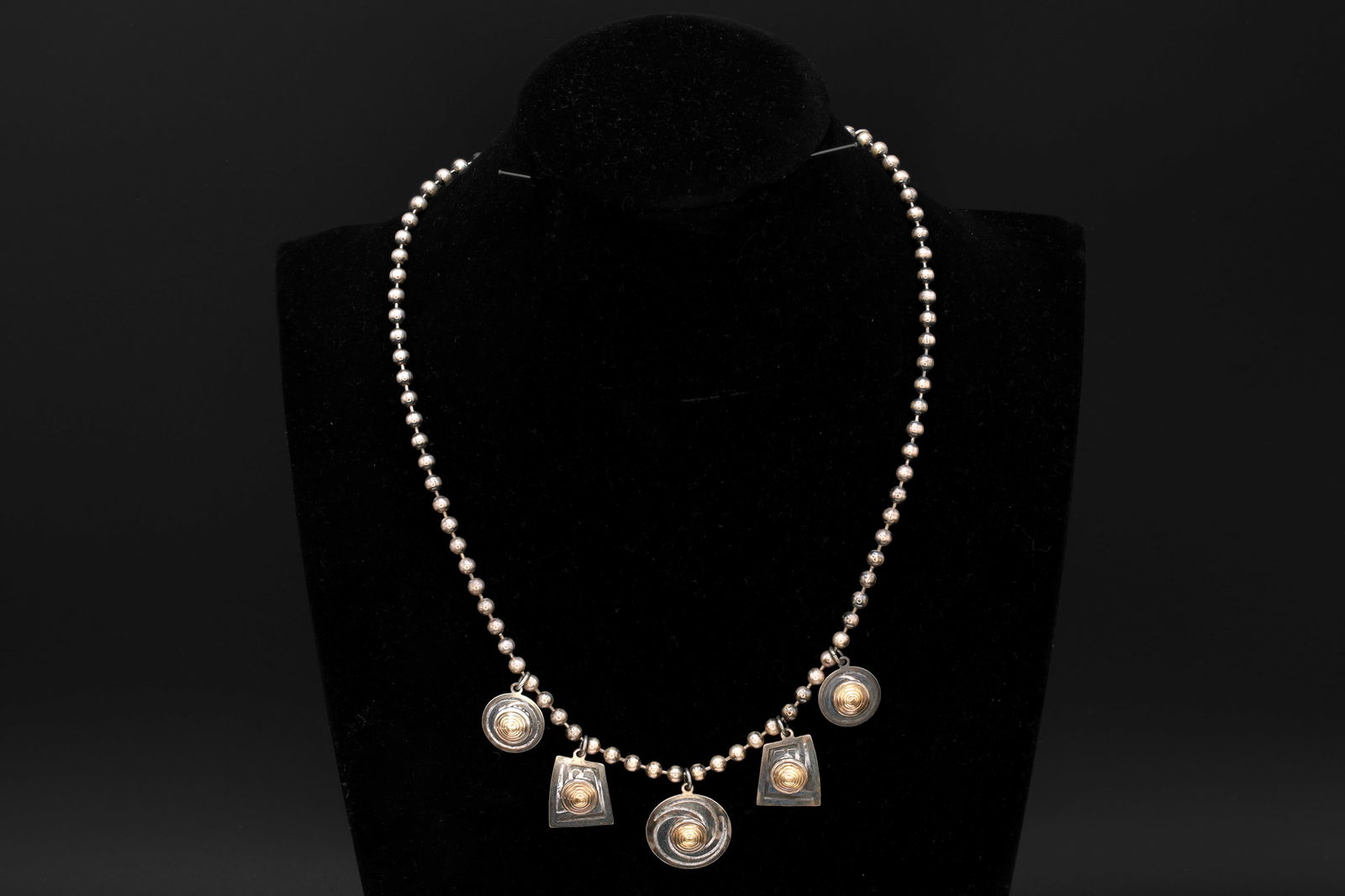 Steve Stamas, Sterling Silver Bib Necklace, Handmade Necklace With Geometric Design, Charms On Chain (1 of 5)
