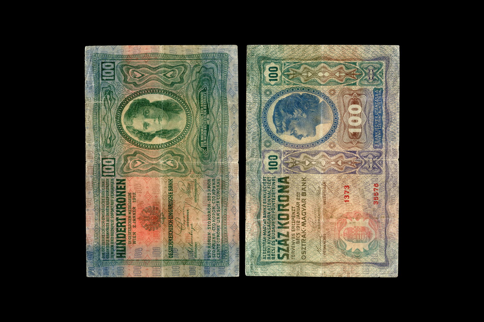 1912 Austrian Hungary Empire, A Banknote 100 Krona, European Collectibles Notaphily, Circulated Note (1 of 3)