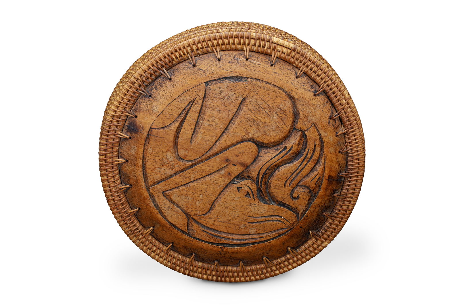 Haida Carved Wood And Woven Fiber Box, Norwest Coast First Nations Arts Crafts, Round Wicker Basket: Dimensions Diameter 8.5 inches. All Measurements Are Approximate. Haida Carved Wood And Woven Fiber Box, Norwest Coast First Nations Arts Crafts, Round Wicker Basket. DISCLAIMER: Read The Description