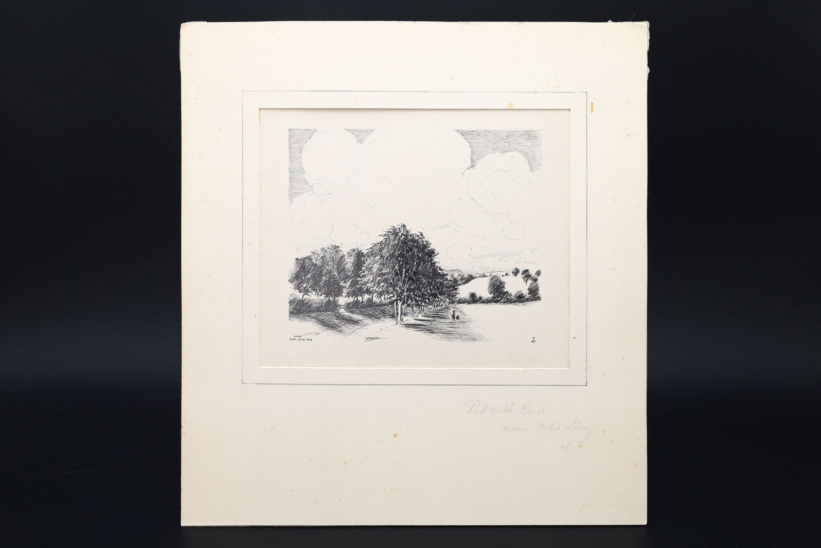 Vintage 1930s British Ink On Paper Landscape Drawing, An Original Art Painting By Walter M Keesey: Part Of The Portfolio Of Works About Bridges, Churches And Castles On The West England Area. Commission Work Done In Between The World Wars. There Is An Almost Conspiracy That The British Government A