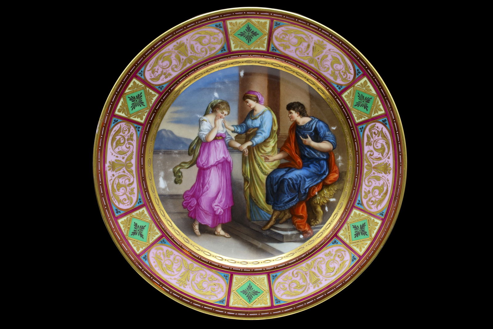 Angelica Kauffman, Antique 19th Century Wien, A Royal Vienna Porcelain Cabinet Plate With Paintings: 19th Century Decorative European Arts And Crafts, Neoclassic Style With Early Art Nouveau Influences. Antique 19th Century Wien, A Royal Vienna Porcelain Cabinet Plate With Hand Painted Neoclassical A