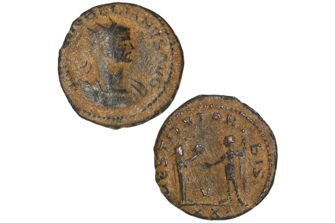 Ancient 3rd Century AD Roman Empire Bronze Coin, Aurelian Imperator, Antoninianus RESTITVT ORBIS (1 of 4)