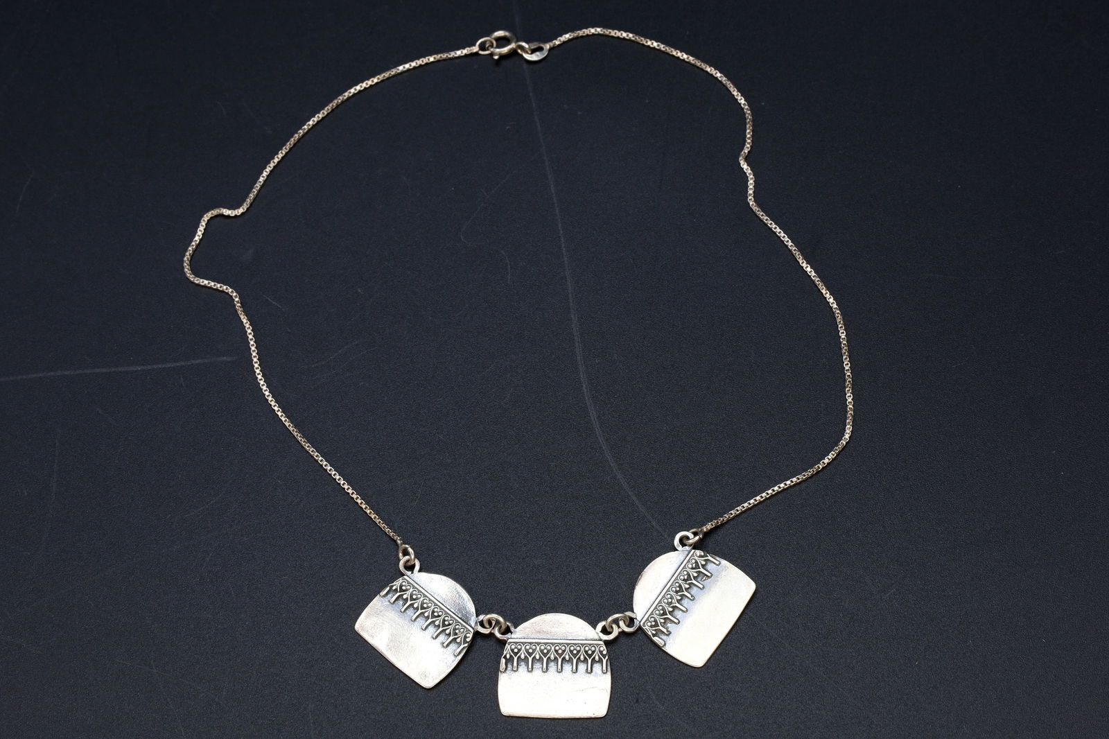 Modernist Bib Charms Necklace With Geometric Design, 925 Sterling Silver Jewelry Fashion Accessories (1 of 5)