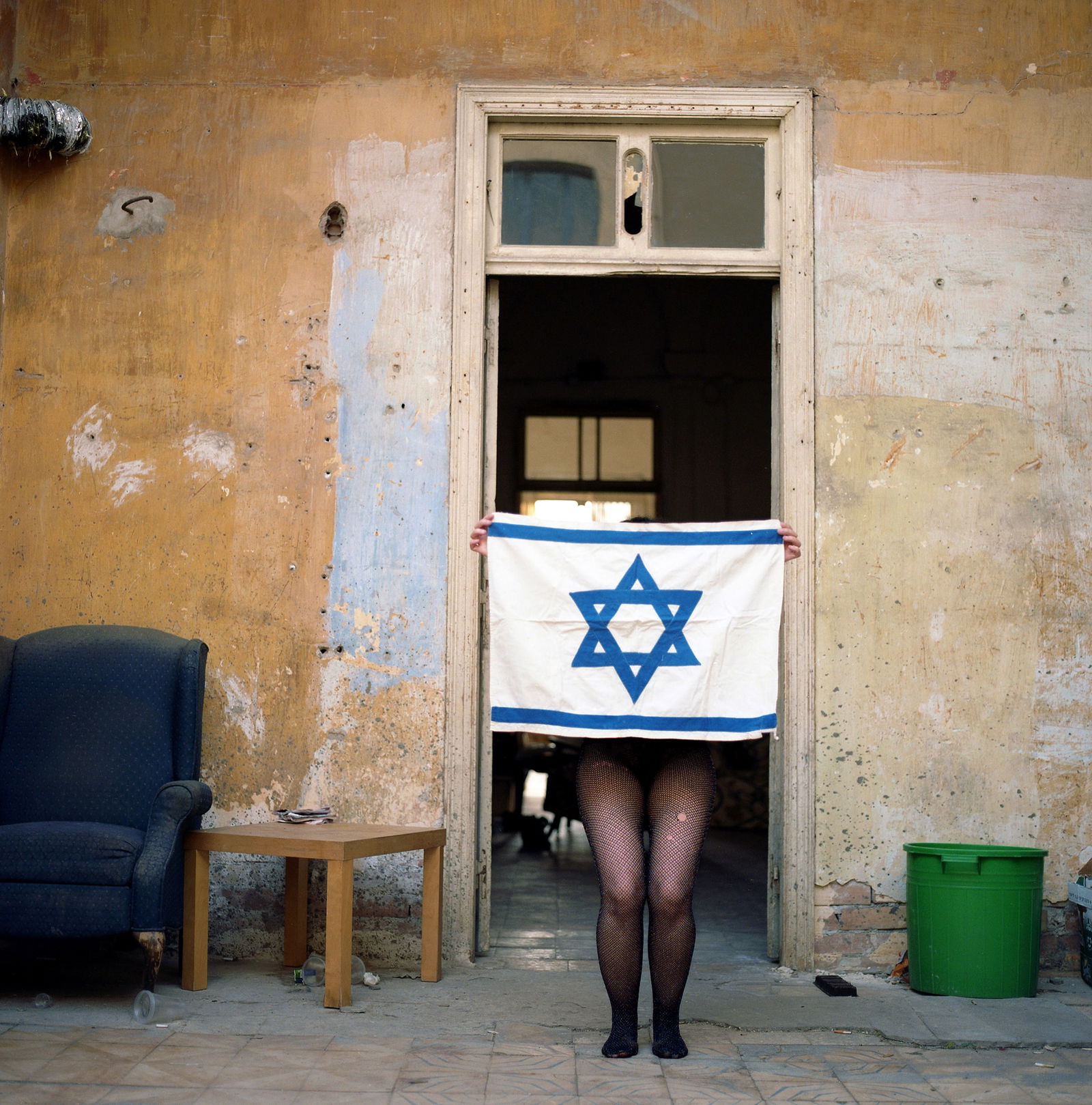 Jaffa, Tel Aviv, Hasselblad Photo Print 24 x 24 in, Israeli Contemporary Artist Naama Sarid, Signed: Title: Thoughts And Dreams Weave Us A Grid, A Camouflage Net. Yehuda Amijai. The Palace, Jaffa, Israel 2012. Hasselblad camera, 160iso Color Film. Color Medium Format Analogue Photography, Israeli Fem