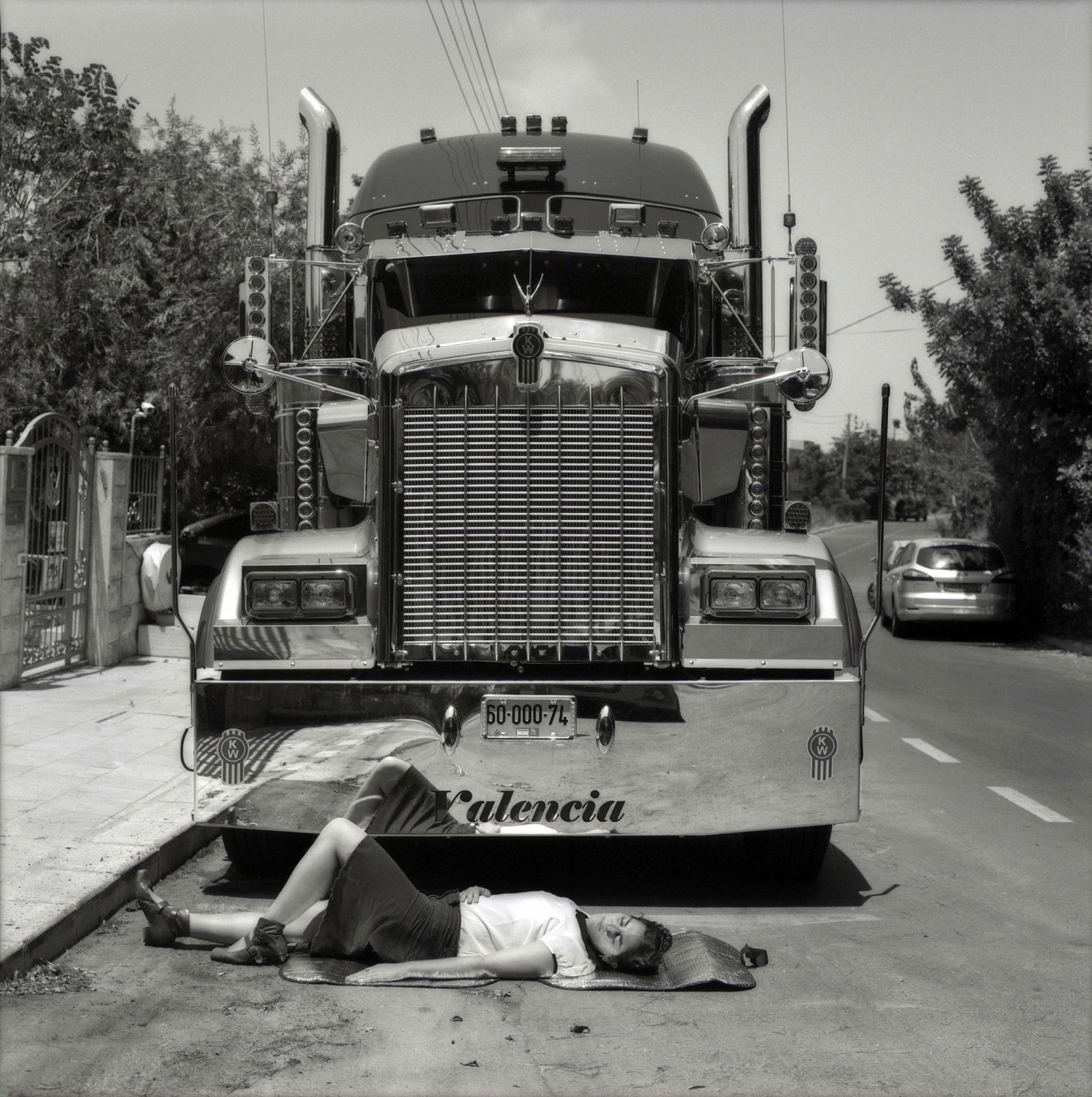 Zikhron Yaakov, Hasselblad Photo Print 24 x 24 in, Israeli Contemporary Artist Naama Sarid, Signed: Title: August Girl. Zikhron Yaakov, Israel 2012. Hasselblad camera, Black and white 100iso Film. B&W Medium Format Analogue Photography, Israeli Female Model, Spanish Visual Poetry, Contemporary Conce