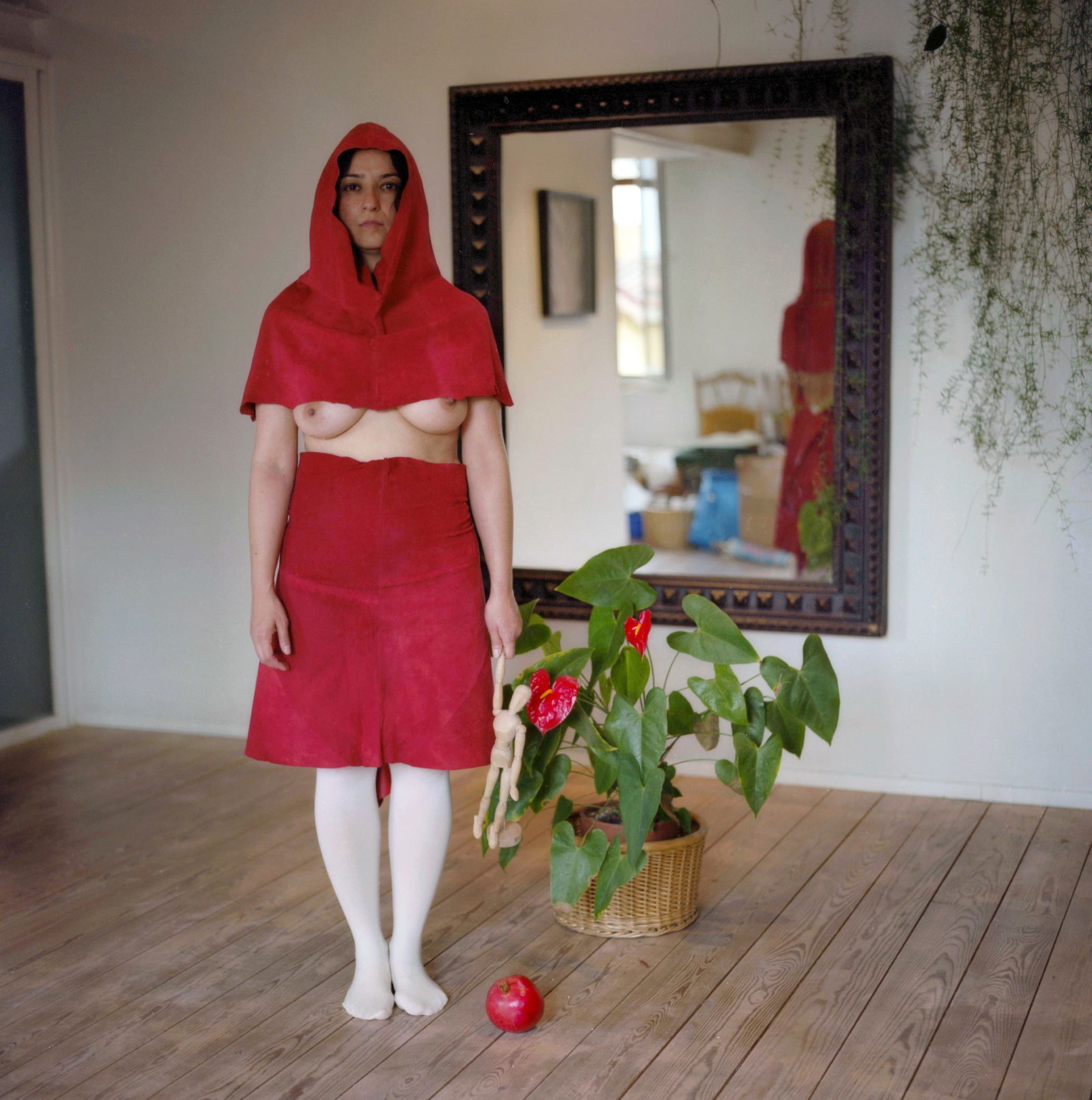 Madrid Spain, Hasselblad Photo Print 24 x 24 in, Israeli Contemporary Artist Naama Sarid, Signed: Title: Red for blood. Pumping out a life; Paling in a death; Blushing in a feminine face (Mark R Slaughter). Madrid, Spain 2011. Hasselblad camera, 160iso Color Film. Color Medium Format Analogue Phot