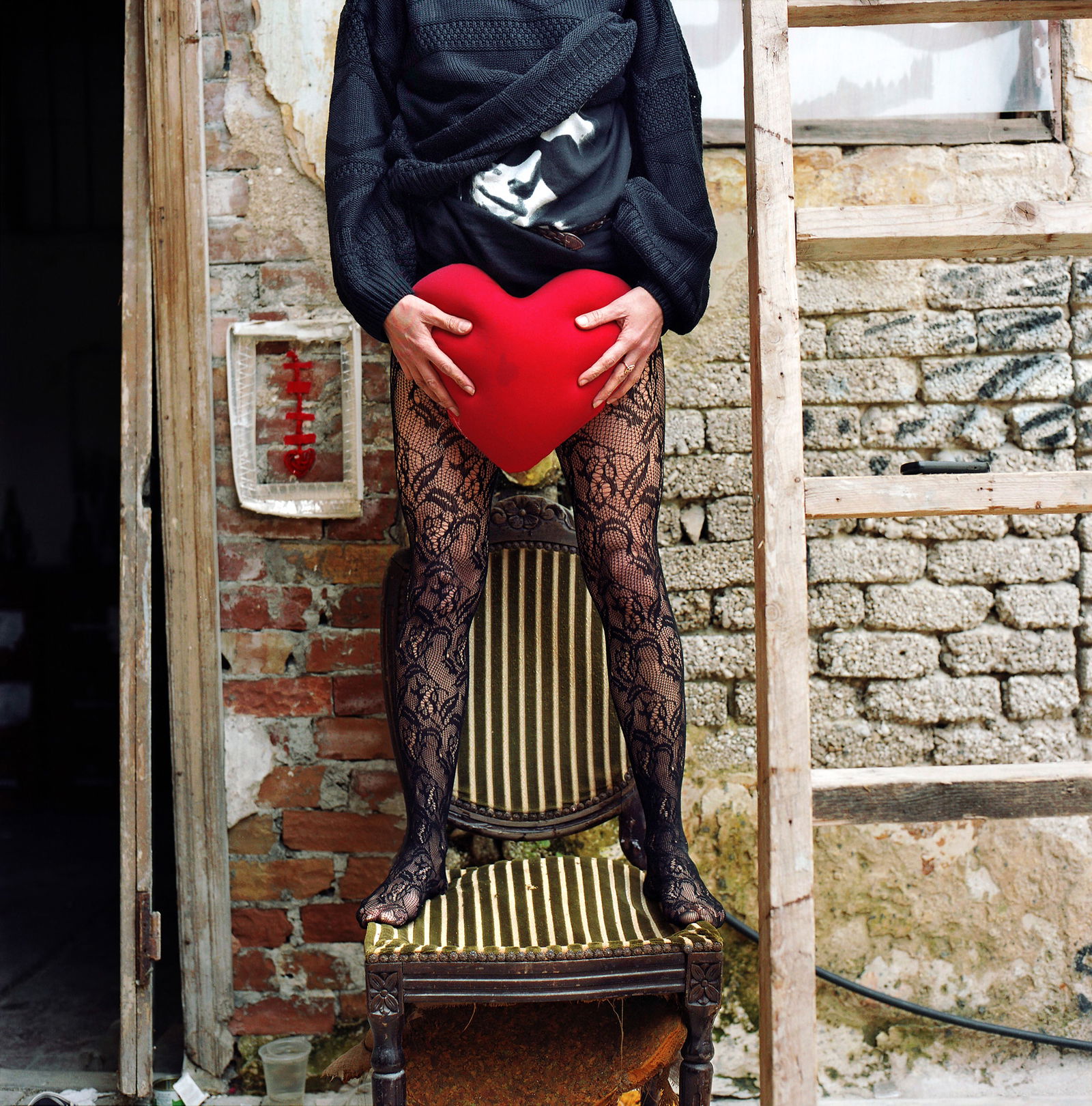 Jaffa, Tel Aviv, Hasselblad Photo Print 24 x 24 in, Israeli Contemporary Artist Naama Sarid, Signed: Title: A Spark Of Love. The Palace, Jaffa, Israel 2012. Hasselblad camera, 160iso Color Film. Color Medium Format Analogue Photography, Cuban Female Model, nude portrait, Middle Eastern Visual Poetry,