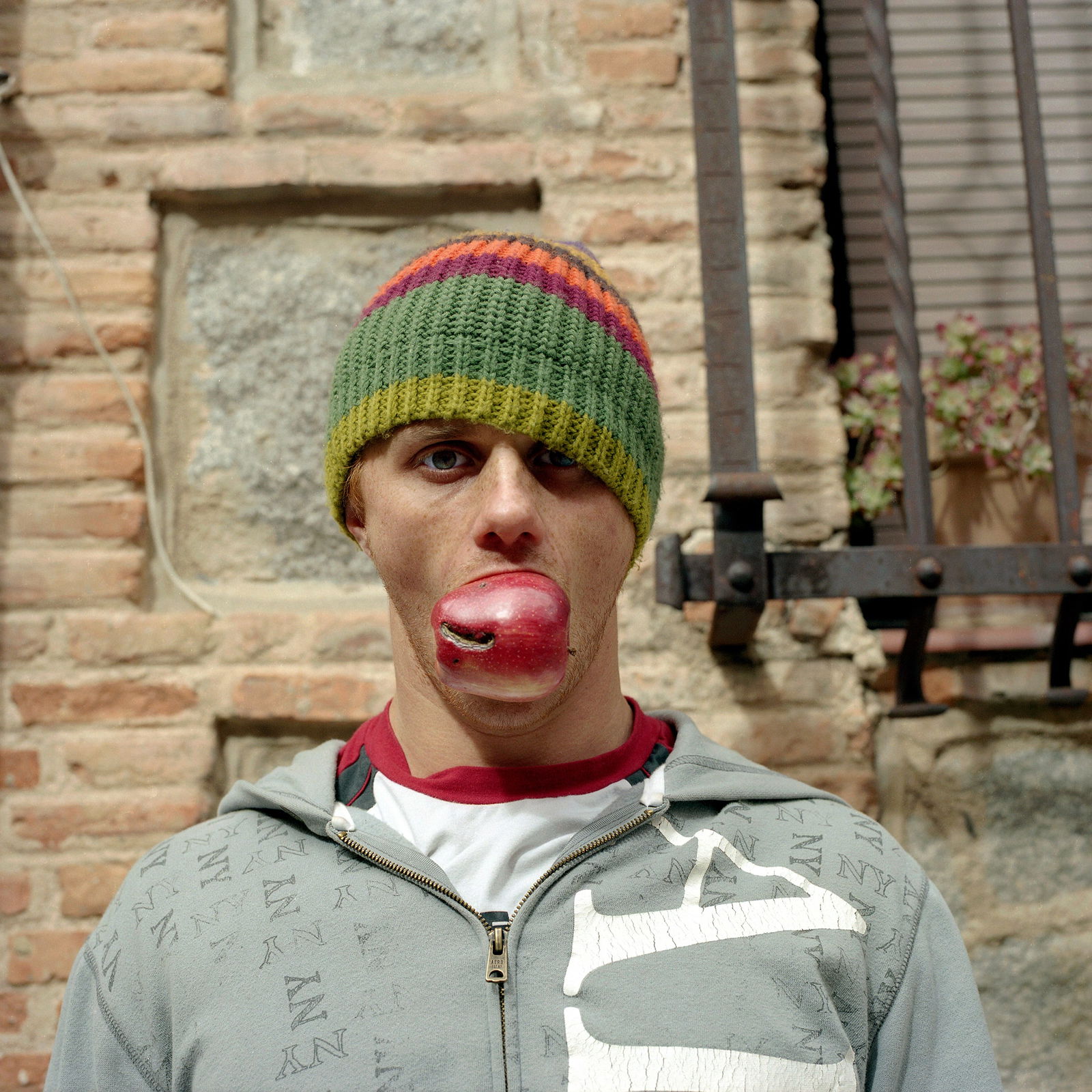 Segovia, Spain, Hasselblad Analogue Photography Print 24 x 24 in, Cuban Artist Conrado Maleta: Tittle: Portrait Of A Young Russian Man, Segovia Spain 2009. Color Medium Format Analogue Photo Prints. Neo Baroque Visual Poetry, Contemporary Conceptual Cuban Art, Arte Cubano Contemporaneo. Vintage