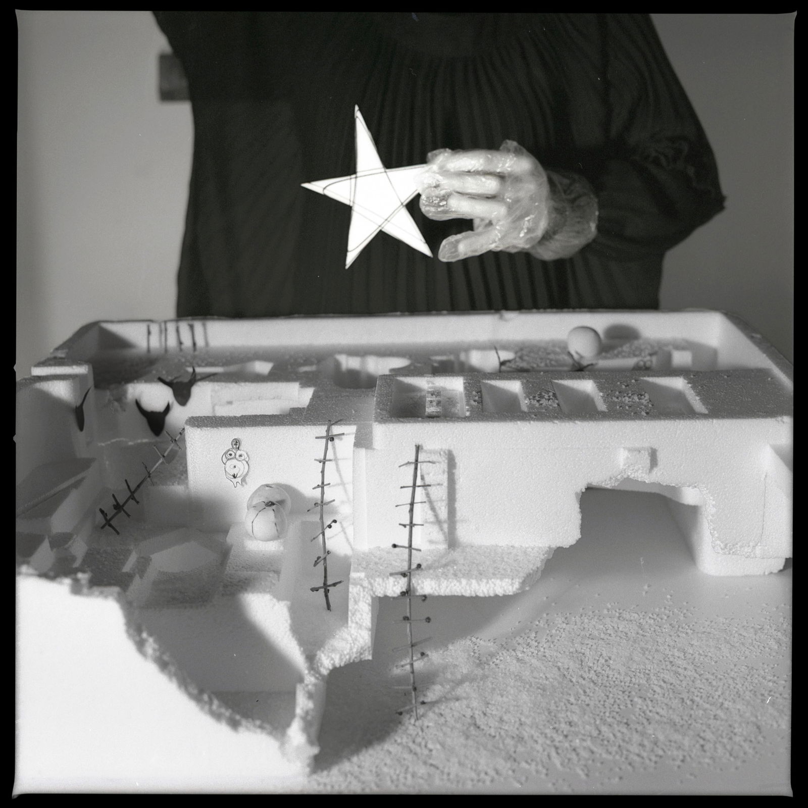 Catal Huyuk, Architecture, Hasselblad Film Photography Print 24 x 24 in, Cuban Artist Conrado Maleta: Catal Huyuk, Starry Nights At The Ancestral Sanctuary. Vintage Hasselblad 500CM Camera, Medium Format Film 120, Ilford 100iso. High Resolution Scan, Art Prints, Numbered And Hand Signed. Dimensions 24