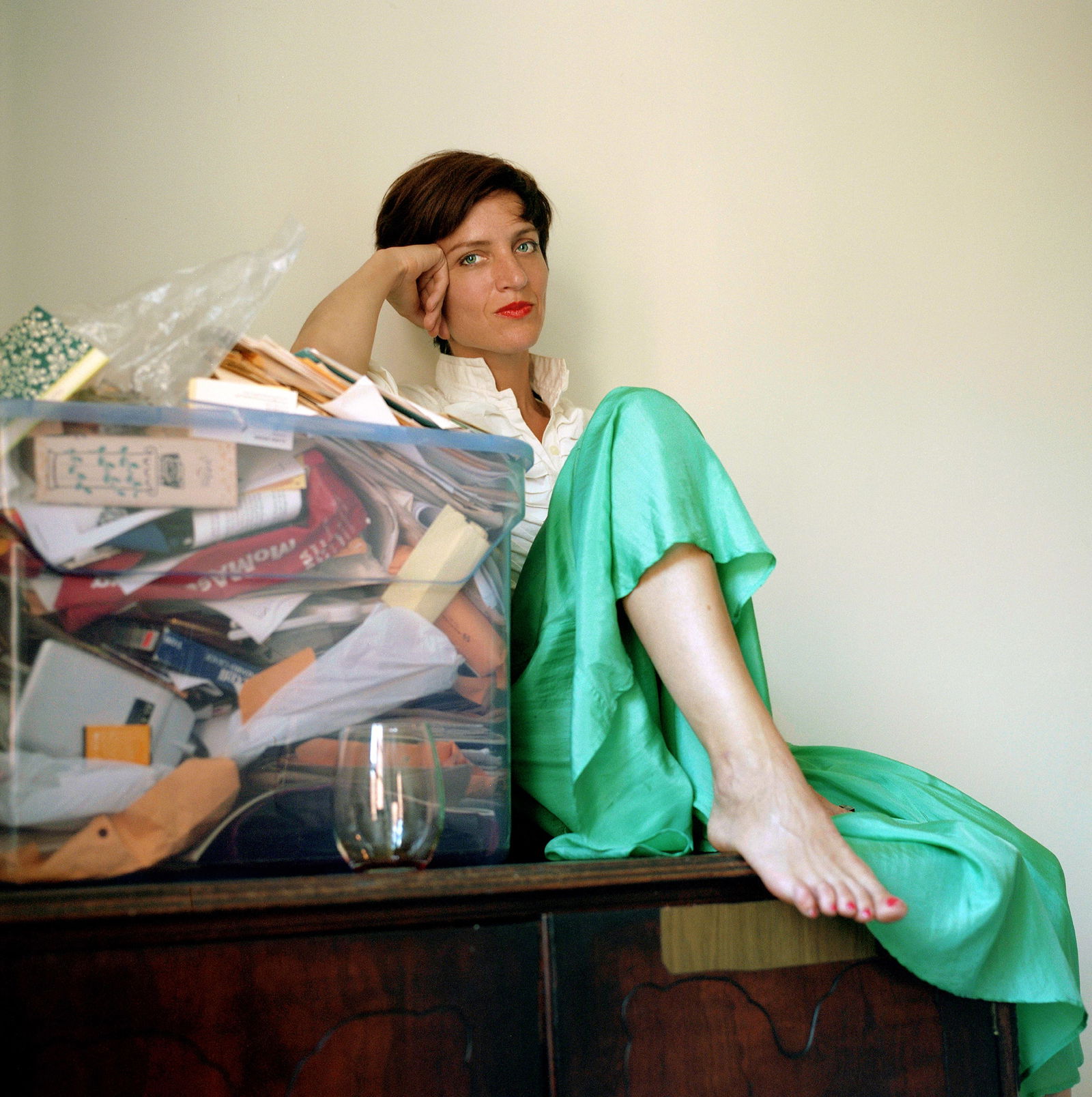 New York City, Hasselblad Photo Print 24 x 24 in, Signed, Israeli Contemporary Artist Naama Sarid: Title: Boredom. Manhattan, NYC, 2014. Hasselblad camera, Color Film. Color Medium Format Analogue Photography, American Female Model, American Visual Poetry, Contemporary Conceptual Israeli Art, New Y