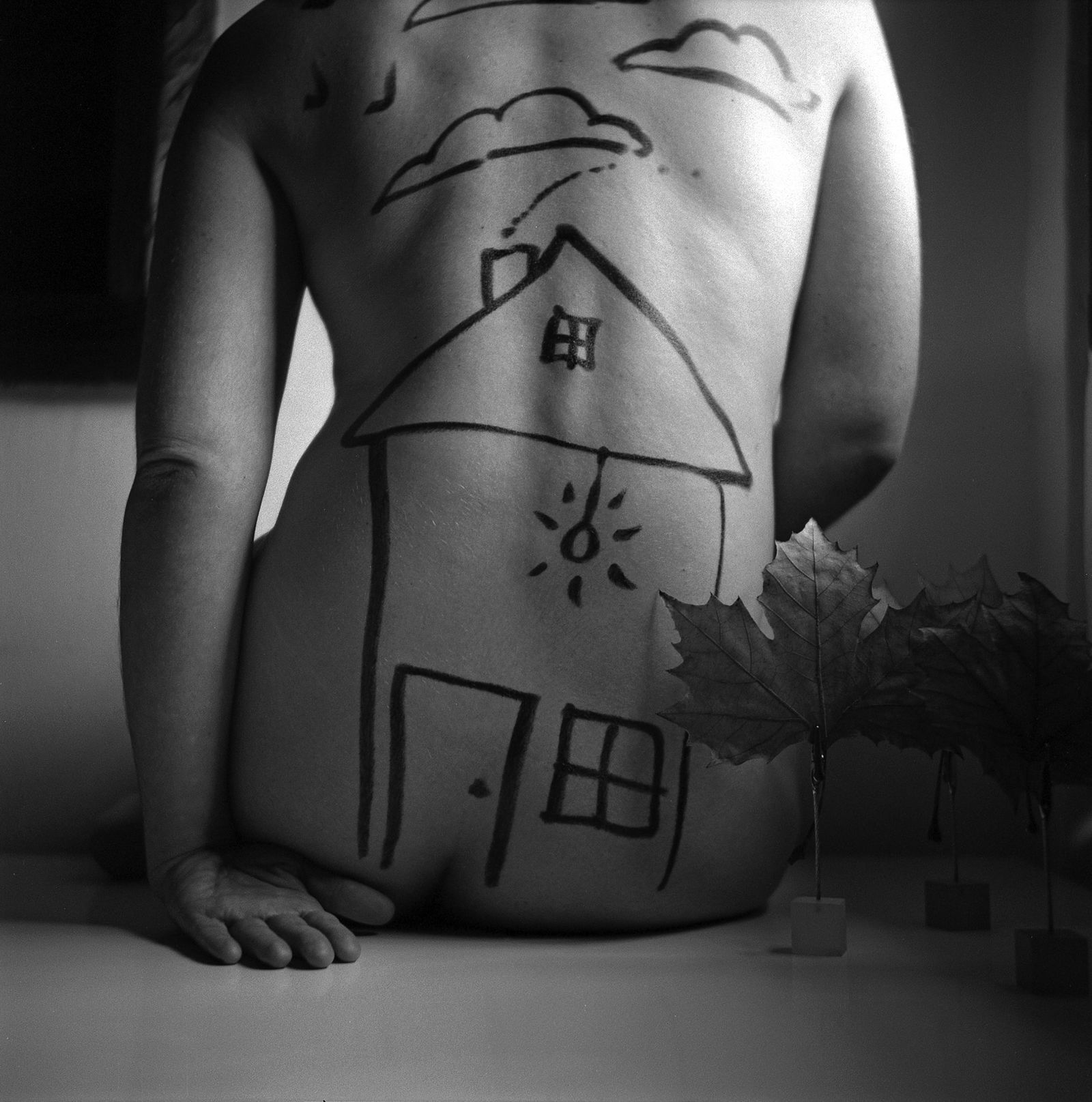 Madrid, Spain, Lubitel Analogue Photography Print 24 x 24 inches, Cuban Artist Conrado Maleta: Tittle: Hansel and Gretel, the Haunted House in the Woods. Madrid Spain 2009. Medium Format Analogue Photography, Conceptual Visual Poetry, Contemporary Cuban Art, Vintage Lubitel Camera. Conrado Male