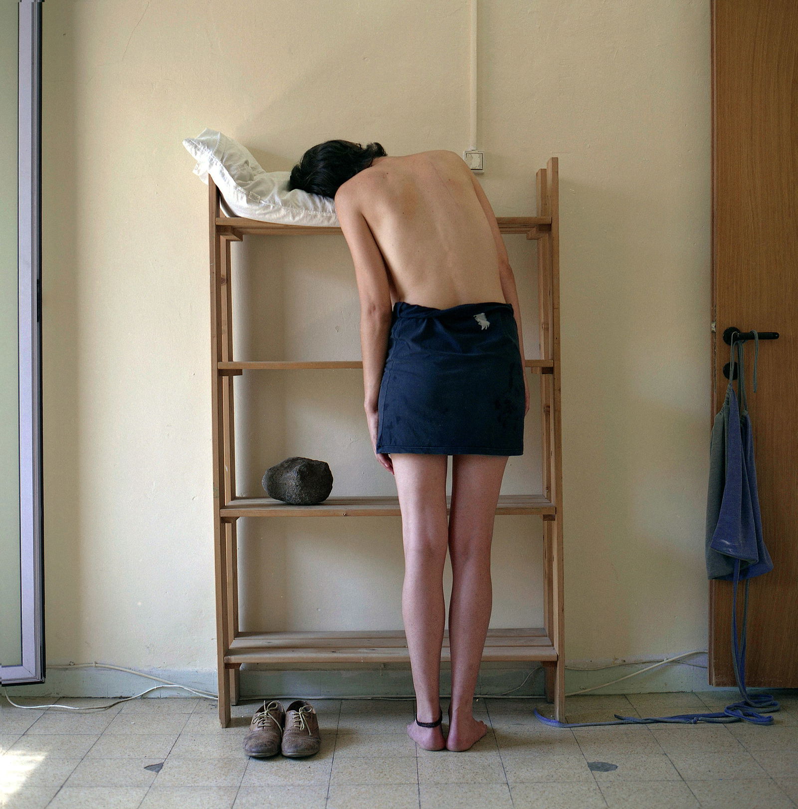 Tel Aviv, Hasselblad Photo Print 24 x 24 inches, Signed, Israeli Contemporary Artist Naama Sarid: Days Filled By Ghosts And Echoes. Tel Aviv, Israel 2012. Hasselblad camera, 100iso Color Film. Color Medium Format Analogue Photography, Israeli Female Model, Portrait at home, Middle Eastern Visual P