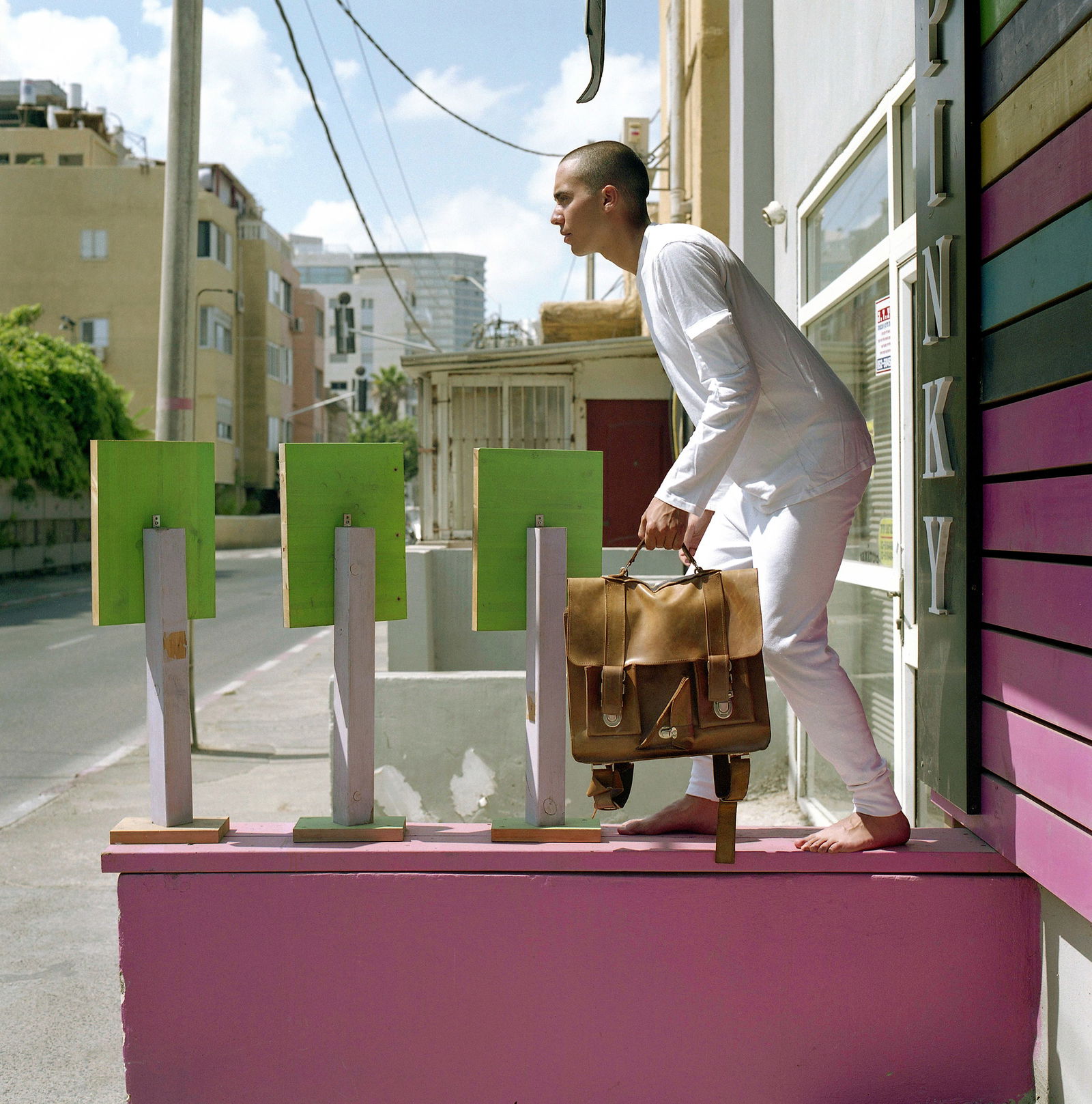 Tel Aviv, Israel, Hasselblad Analogue Photography Print 24 x 24 inches, Cuban Artist Conrado Maleta: Tittle: Assignments V. Tel Aviv, Israel 2010. Color Medium Format Analogue Photo Prints. Neo Baroque Visual Poetry, Contemporary Conceptual Cuban Art, Arte Cubano Contemporaneo. Vintage Hasselblad 500