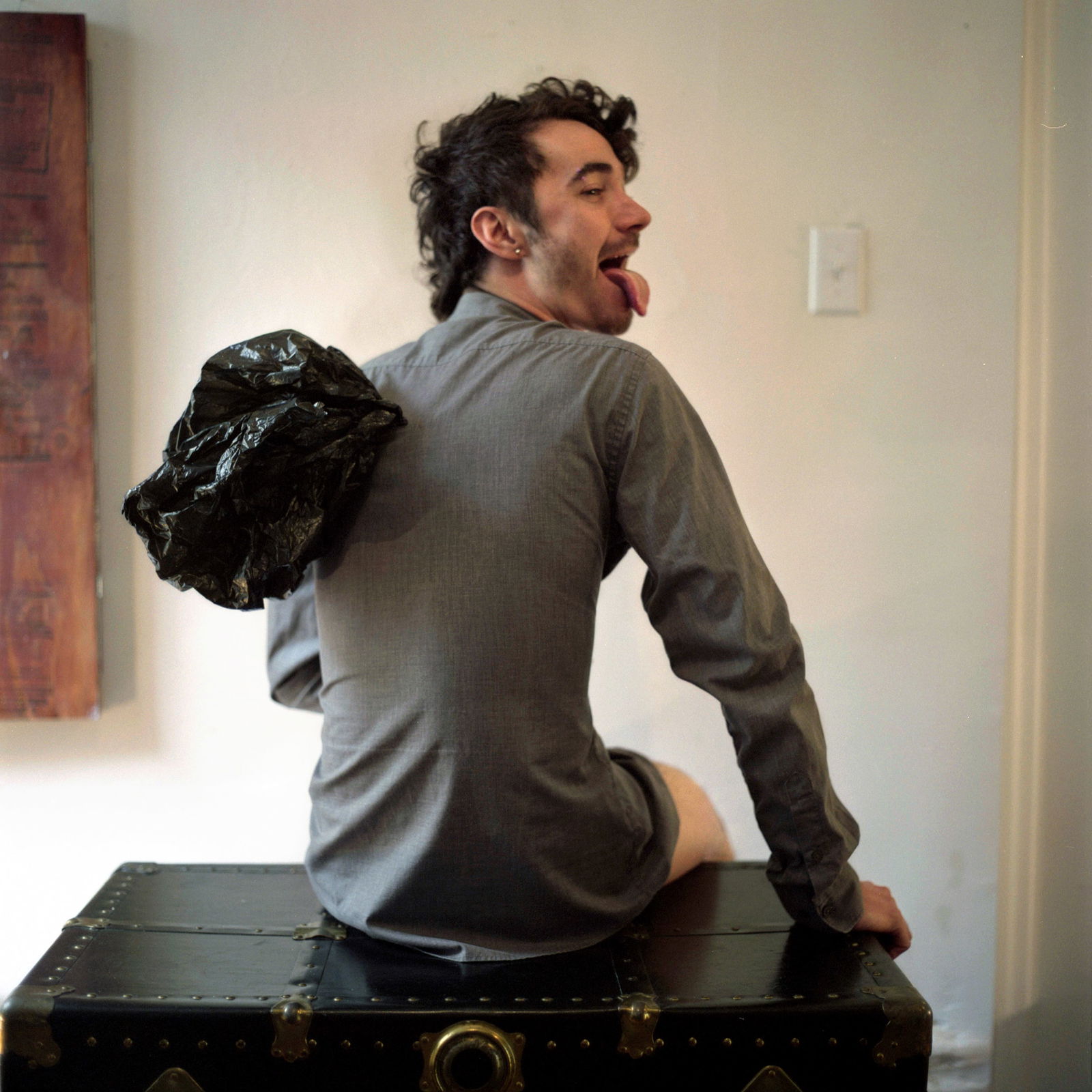 New York City, Hasselblad Analogue Photography Print 24 x 24 in, Cuban Artist Conrado Maleta: Title: Have A Taste Of This My Own Pyrrhic Victory, Male Erotica, Brooklyn, New York City 2014. Color Medium Format Analogue Photography. Contemporary Conceptual Cuban Art, Vintage Hasselblad 500CM, C