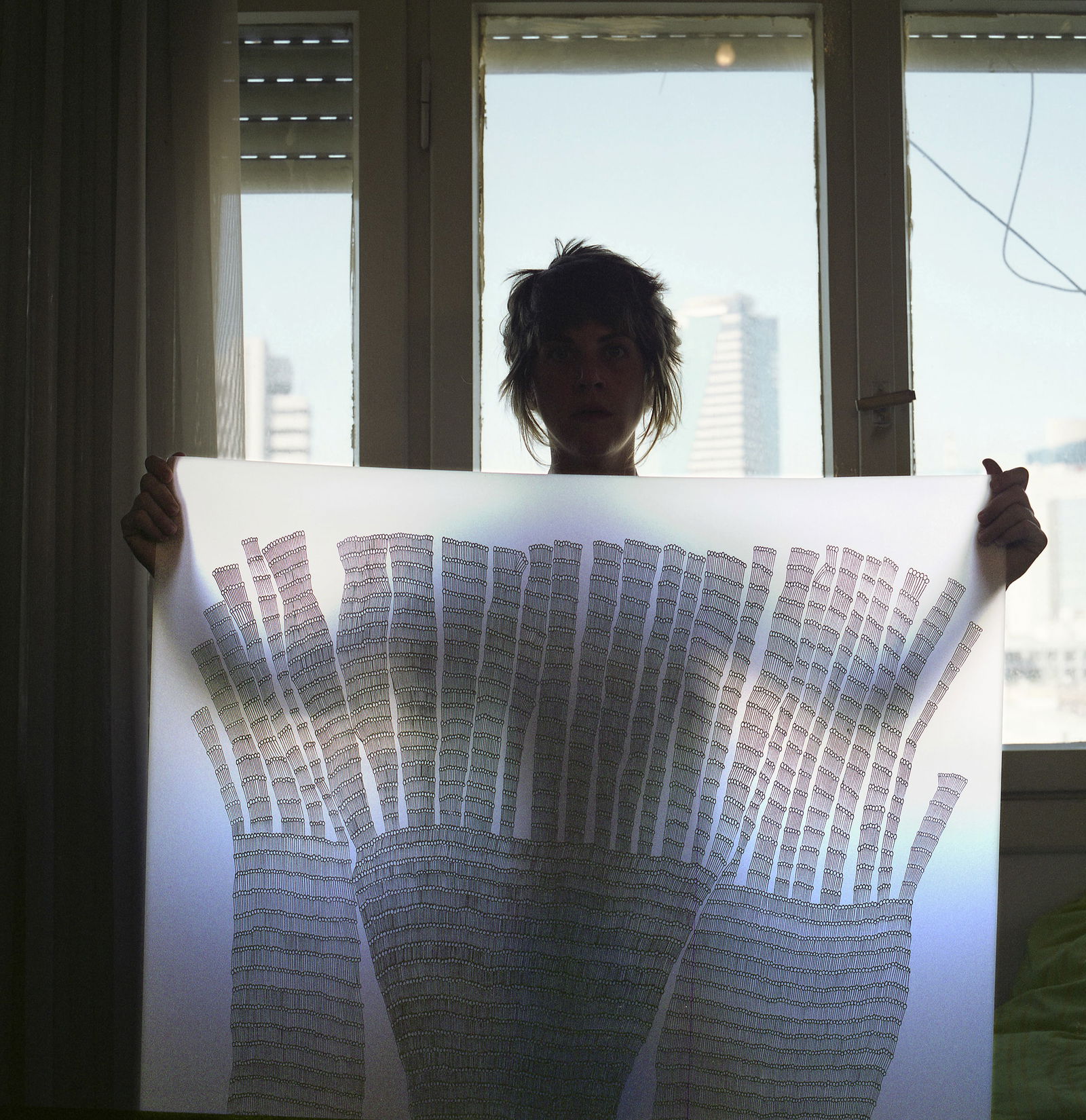 Tel Aviv, Hasselblad Photo Print 24 x 24 inches, Signed, Israeli Contemporary Artist Naama Sarid: Title: Freak Chic. Tel Aviv, Israel 2012. Hasselblad camera, 100iso Color Film. Color Medium Format Analogue Photography, Israeli Female Model, Portrait at home, Middle Eastern Visual Poetry, Contempo