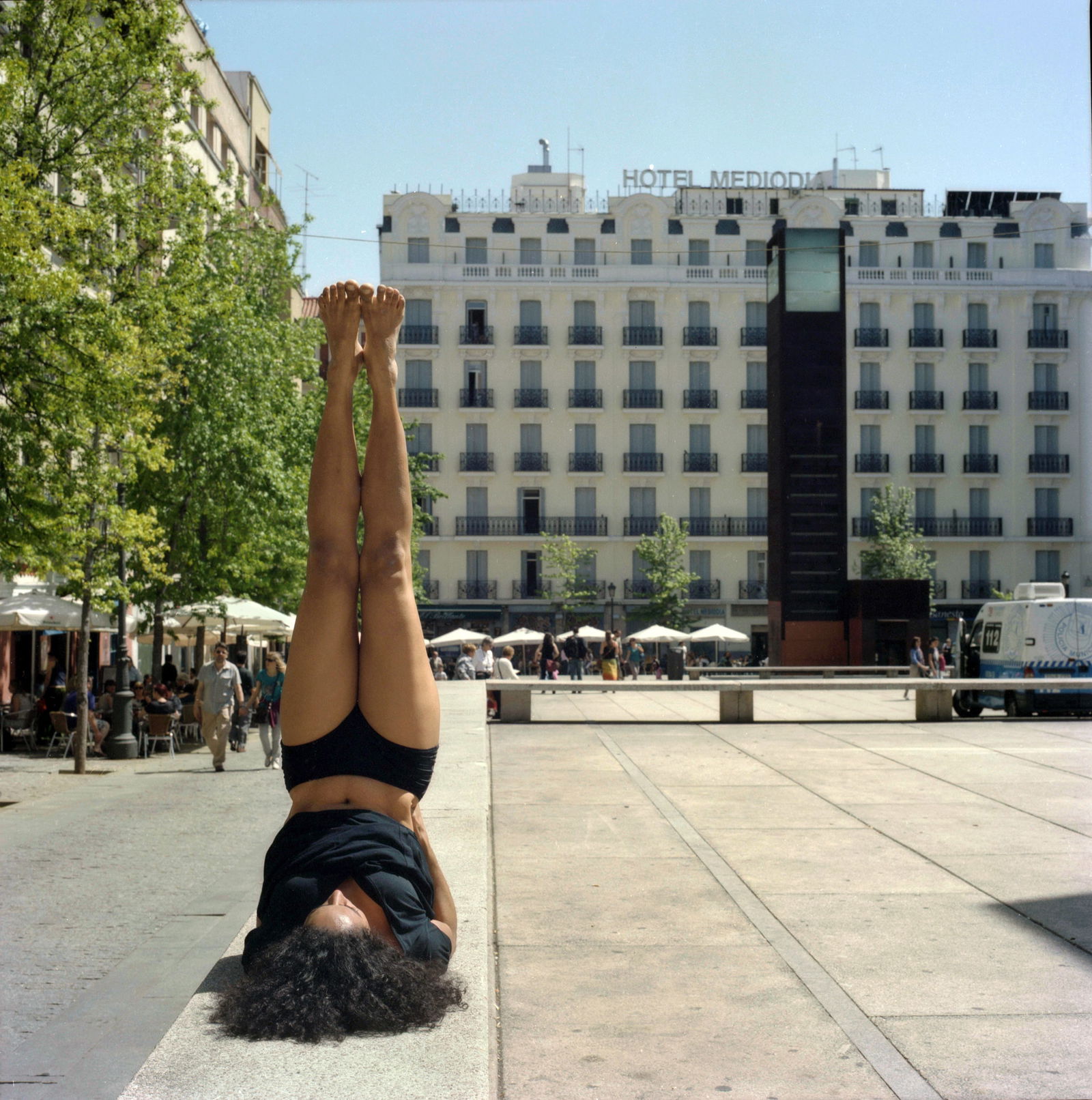 Madrid Spain, Hasselblad Photo Print 24 x 24 in, Signed, Israeli Contemporary Artist Naama Sarid: Title: FORMAS. Madrid, Spain 2011. Hasselblad camera, 160iso Color Film. Color Medium Format Analogue Photography, Brazilian Female Model, Spanish Visual Poetry, Contemporary Conceptual Israeli Art, M