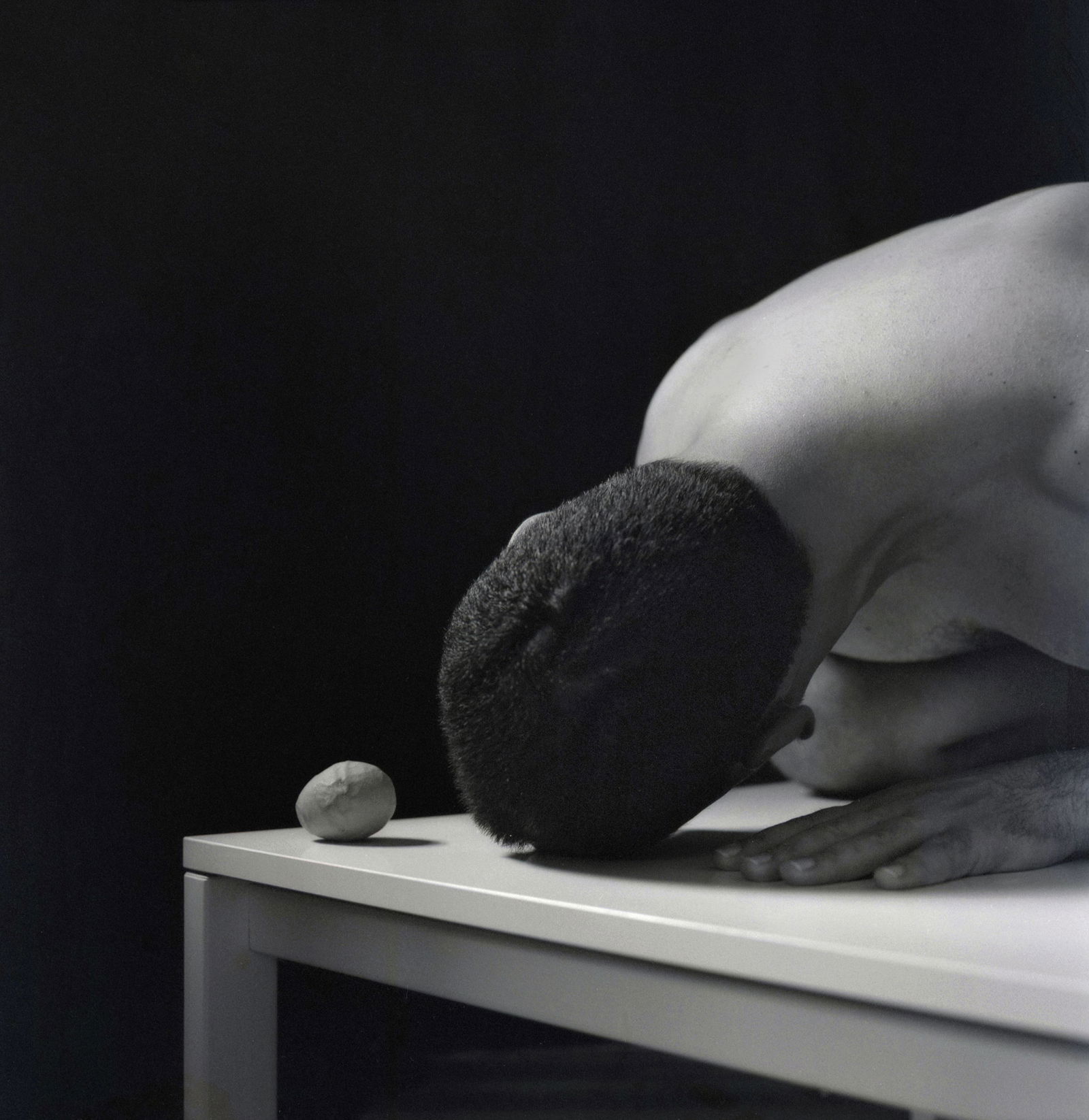 Madrid Spain, Hasselblad Photo Print 24 x 24 in, Signed, Israeli Contemporary Artist Naama Sarid: Title: Urdimbre oscura de la esfera que gira en torno al sol, inevitable (Pablo Gonzalez de Langarika). Madrid, Spain 2011. Hasselblad camera, 400iso black and white Film. B&W Medium Format Analogue P