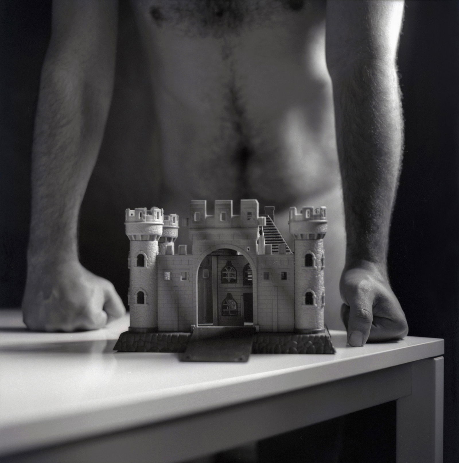 Madrid Spain, Hasselblad Photo Print 24 x 24 in, Signed, Israeli Contemporary Artist Naama Sarid: Title: Mi espacio es un lugar inabarcable, recurso del carbon, triste gatera (Pablo Gonzalez de Langarika). Madrid, Spain 2011. Hasselblad camera, 400iso black and white Film. B&W Medium Format Analog