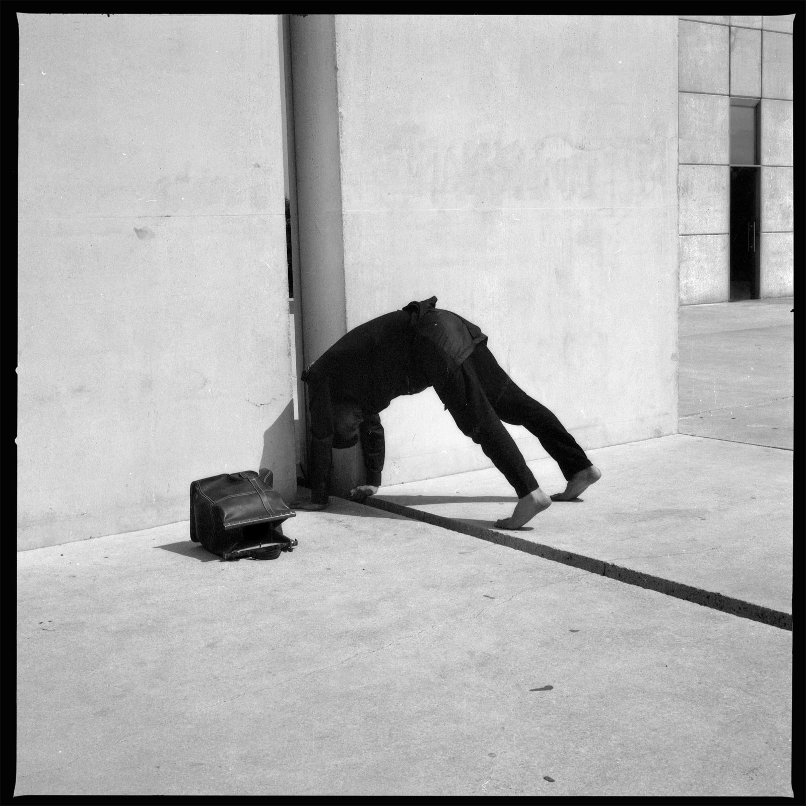 Kikar Levana, Tel Aviv 2012, Hasselblad Photography Print 24 x 24 in, Cuban Artist Conrado Maleta: Title: Rituals II, Kikar Levana, Tel Aviv, Israel 2012. Black And White Medium Format Analogue Photography, Surrealism Visual Poetry. Contemporary Conceptual Cuban Art, Arte Cubano Contemporaneo. Vint