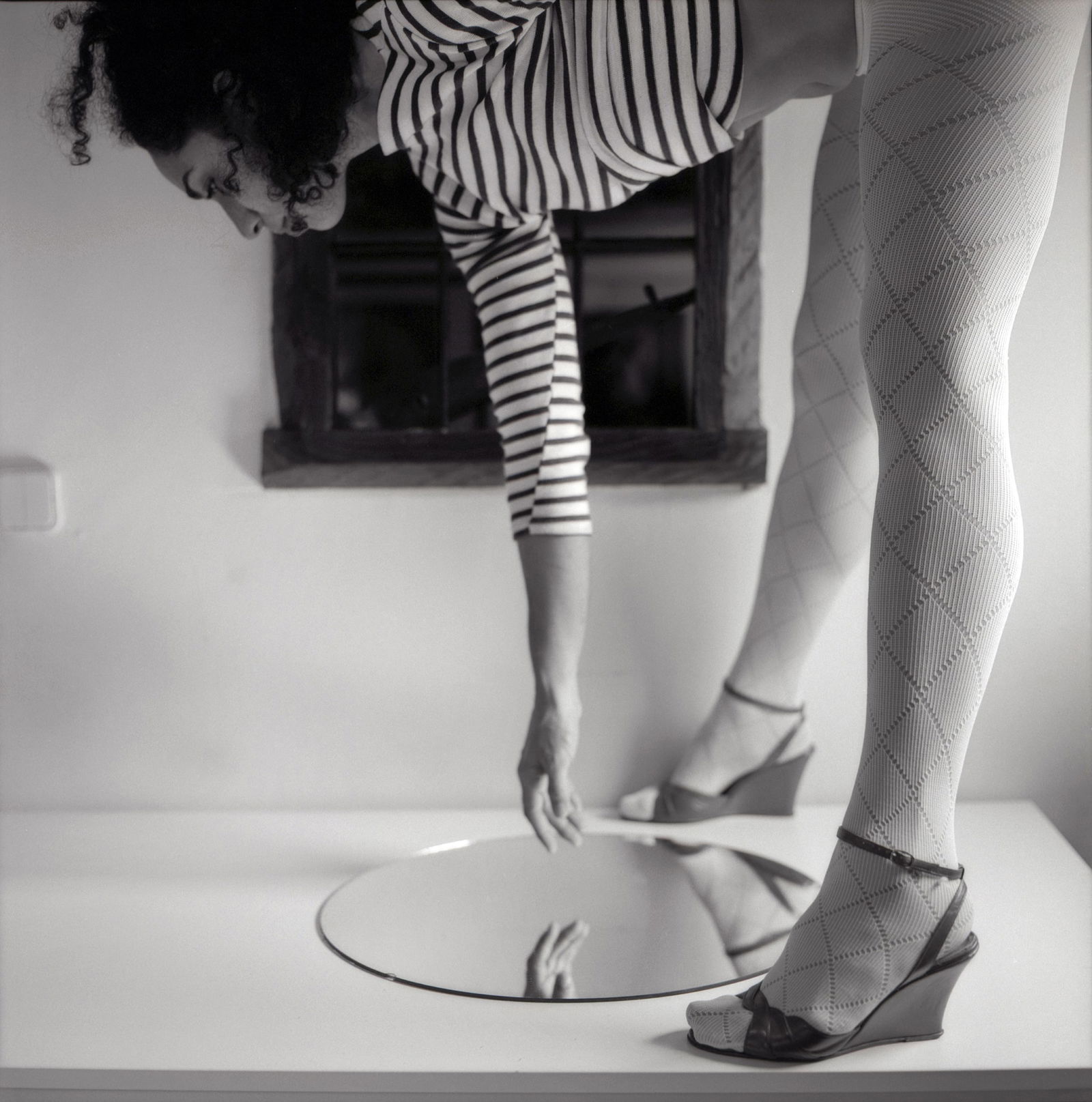 Madrid Spain, Hasselblad Photo Print 24 x 24 in, Signed, Israeli Contemporary Artist Naama Sarid: Title: The Great Enigma. Madrid, Spain 2011. Hasselblad camera, 400iso black and white Film. B&W Medium Format Analogue Photography, Spanish Female Model, Spanish Visual Poetry, Contemporary Conceptua