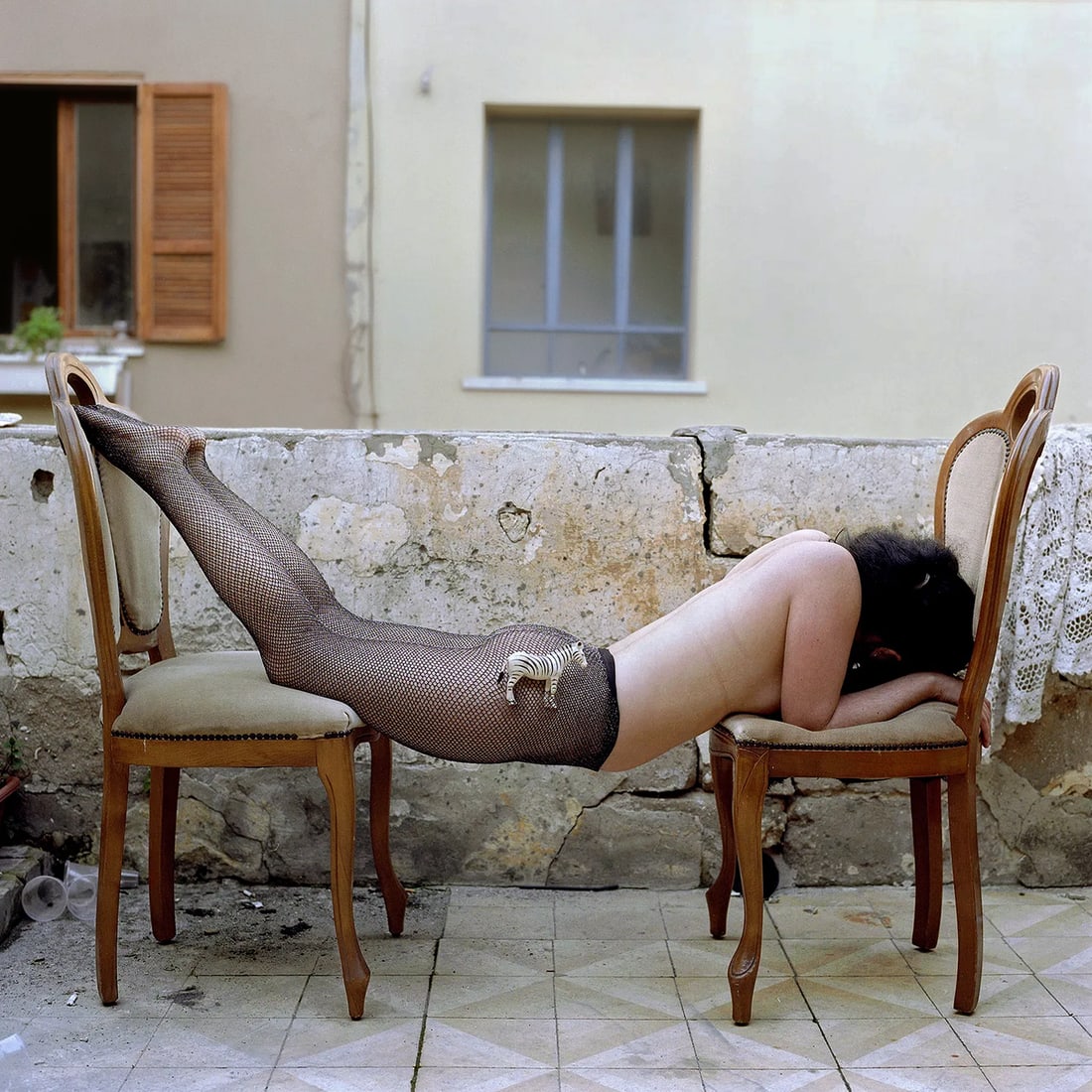 Tel Aviv, Hasselblad Photo Print 24 x 24 inches, Signed, Israeli Contemporary Artist Naama Sarid: Title: Animal Instincts. The Palace, Jaffa, Israel 2012. Hasselblad camera, 160iso Color Film. Color Medium Format Analogue Photography, Israeli Female Model, nude portrait, Middle Eastern Visual Poet