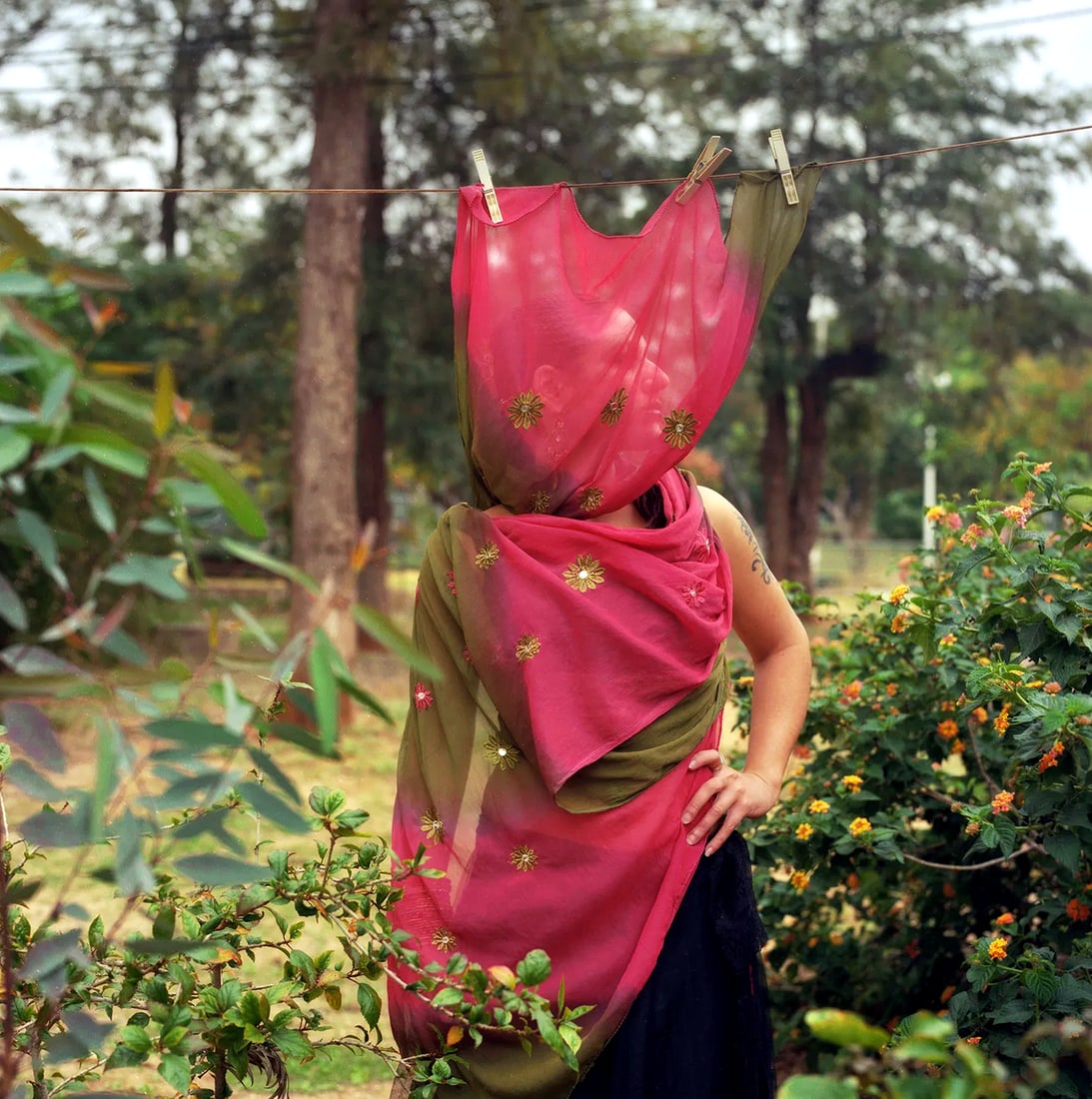 Tel Aviv, Hasselblad Photo Print 24 x 24 inches, Signed, Israeli Contemporary Artist Naama Sarid: Title: Burning Siesta. Tel Aviv, Israel 2011. Hasselblad Camera, Ektar 100iso Color Film. Color Medium Format Analogue Photography, Israeli Female Model, nude portrait, Middle Eastern Visual Poetry, C