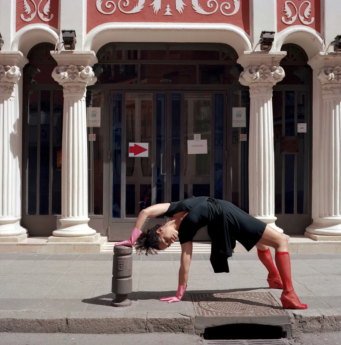 Madrid Spain, Hasselblad Photo Print 24 x 24 inches, Signed, Israeli Contemporary Artist Naama Sarid: Title: Edge Is Also A Place For Staying. Lavapies, Madrid, Spain 2011. Hasselblad Camera, Portra 160iso Color Film. Color Medium Format Analogue Photography, Brazilian Female Model, Dance Movements As