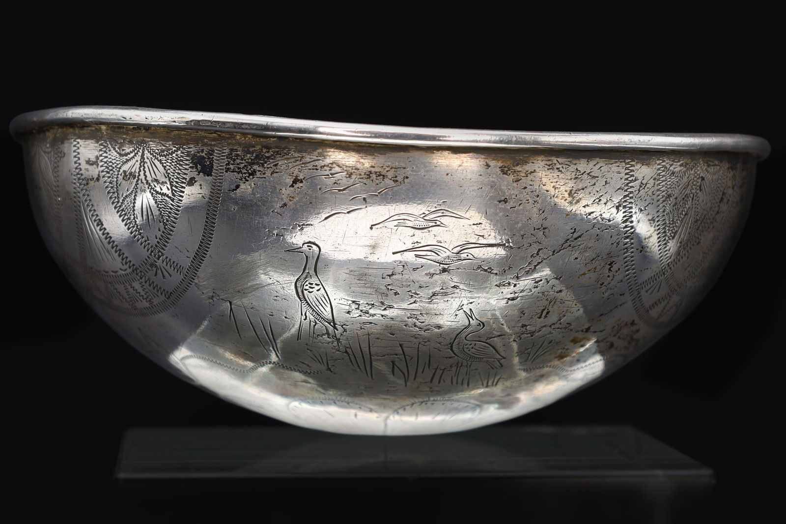 Antique Islamic Silver Bowl Shifa With Etched Motifs, Probably Middle East Late 19th Century, Muslim (1 of 5)