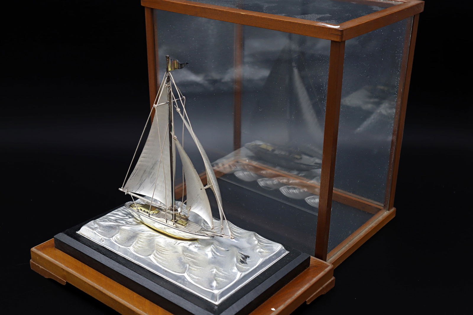 1970s Handmade Silver Electroplated Model Of A Sailing Ship, Sports Boat Sculpture By Seki Takehiko (1 of 4)