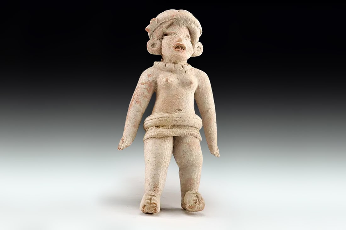 Pre Columbian Xochipala Culture Formative Period Figure, Female Ballgame Player, Ca 1000 BCE, Mexico: Dimensions, Height 5.55 inches. All measurements are approximate.Provenance: private Colorado, USA collection; smallest: ex-private Los Angeles, California, USA collection; ex-major gallery, Beverly H