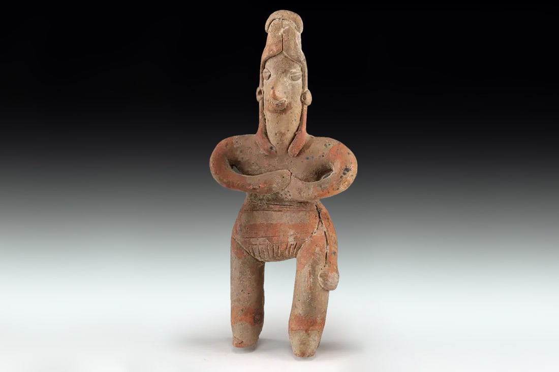 Ancient Pre Columbian Colima Flat Body Figure, 300 BCE to 300 AD, West Mexico Ceramics, Mesoamerica: Dimensions, Height 6.125 inches. All measurements are approximate.Provenance: private southwestern Pennsylvania, USA collection, acquired prior to 2000. Currently private NYC.Pre-Columbian, West Mexic