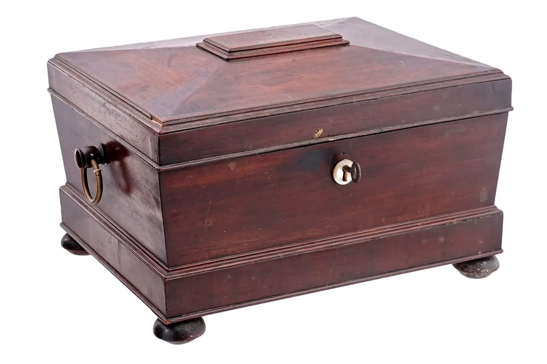 Antique 19th Century Legged And Lidded Wooden Jewelry Chest Box, France, Small Furniture Accessories (1 of 6)