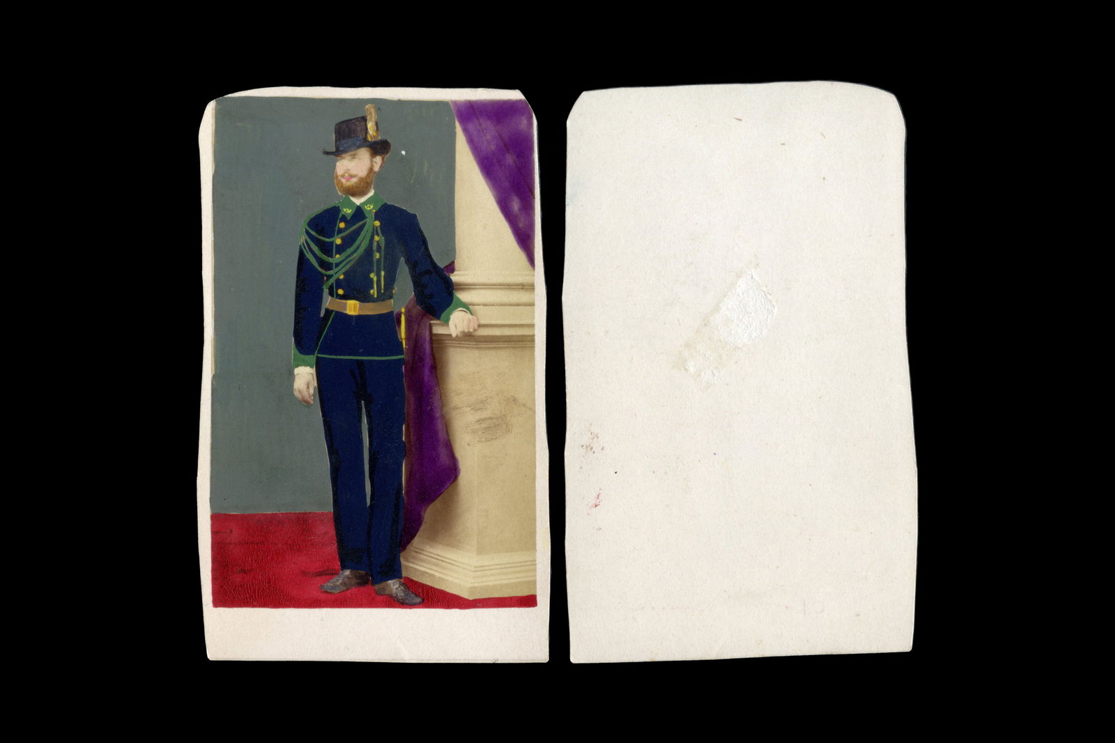 Antique 1870s Carte De Visite Hand Colored Cabinet Photo, Austrian Hungary Empire KK Landes Officer: Dimensions: 2.5 x 3.9 inches. All measurements are approximate. Sold Exactly As Pictured. Rare memorabilia for an Austrian Hungary Empire K.K. Landes Gendarmerie Underofficer in Parade. Antique 1870s