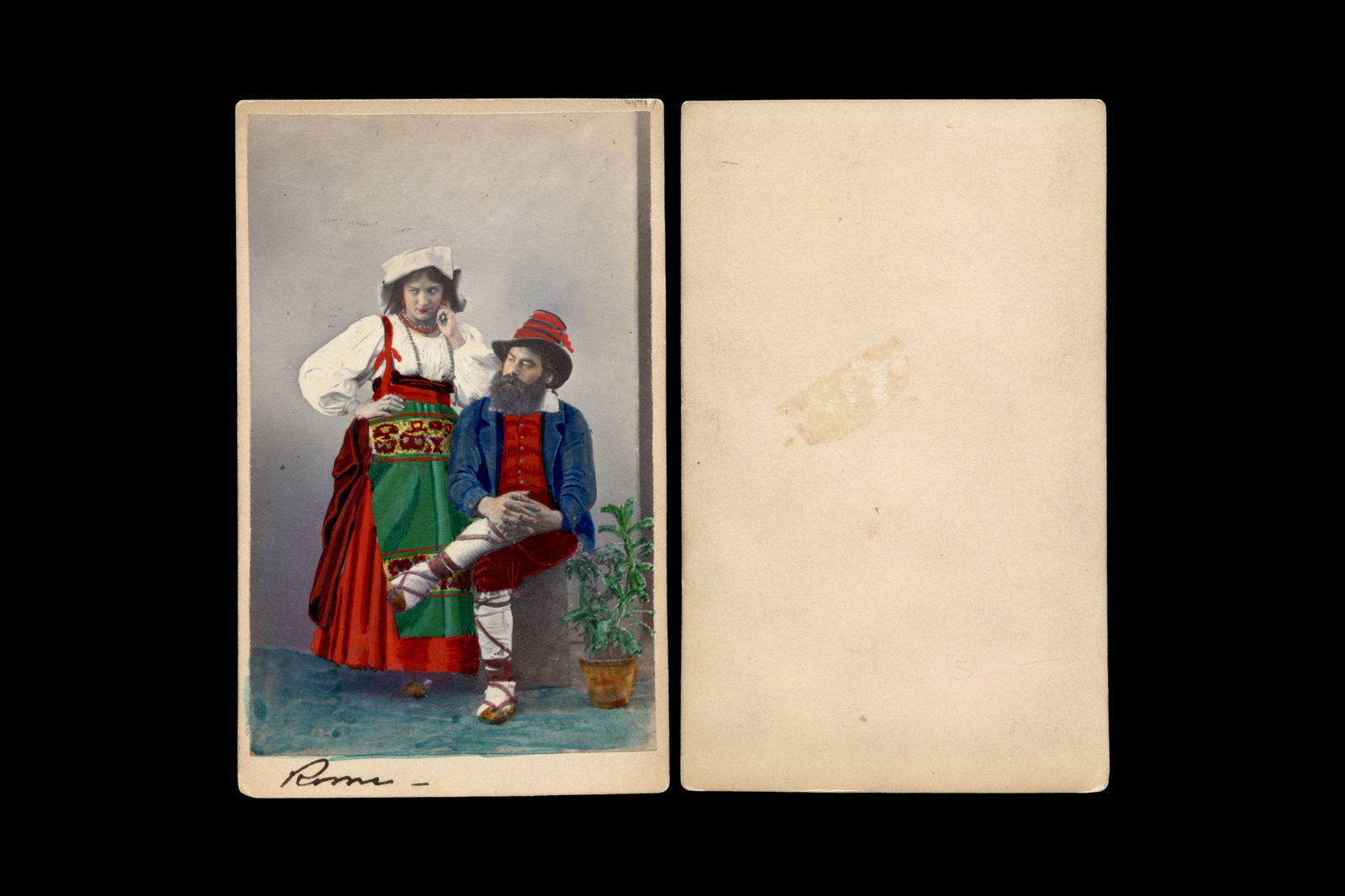 Antique 1870s Carte De Visite With A Couple In Traditional Swedish Folk Costumes, Eurenius And Quist: Dimensions: 2.5 x 3.9 inches. All measurements are approximate. Sold Exactly As Pictured. Antique 19th Century Photography Art, Rome Italy 1870s, Hand Colored Carte De Visite With A Couple In Central