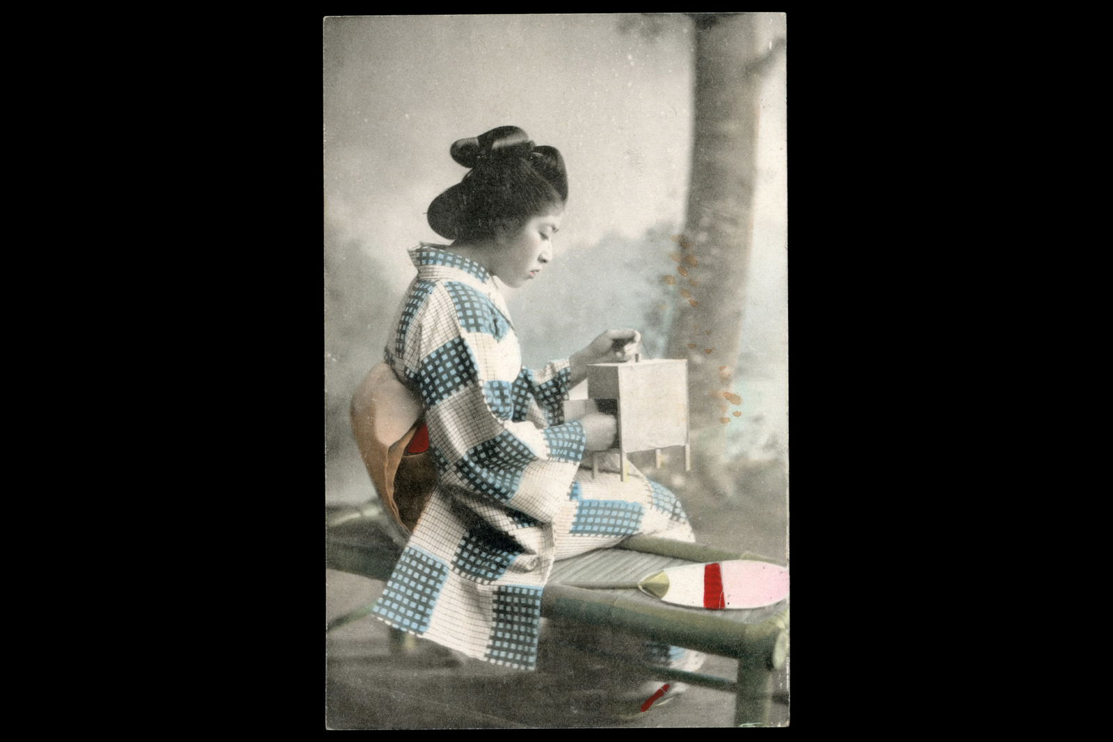 Uncirculated Postcard From Meiji Japan, Early 20th Century Hand Colored Postal Memorabilia, NOS: Dimensions 5.5 x 3.5 inches. All measurements are approximate. Sold Exactly As Pictured. NOS. Uncirculated Postcard From Japan, Early 20th Century Hand Colored Postal Memorabilia, The Musical Cricket