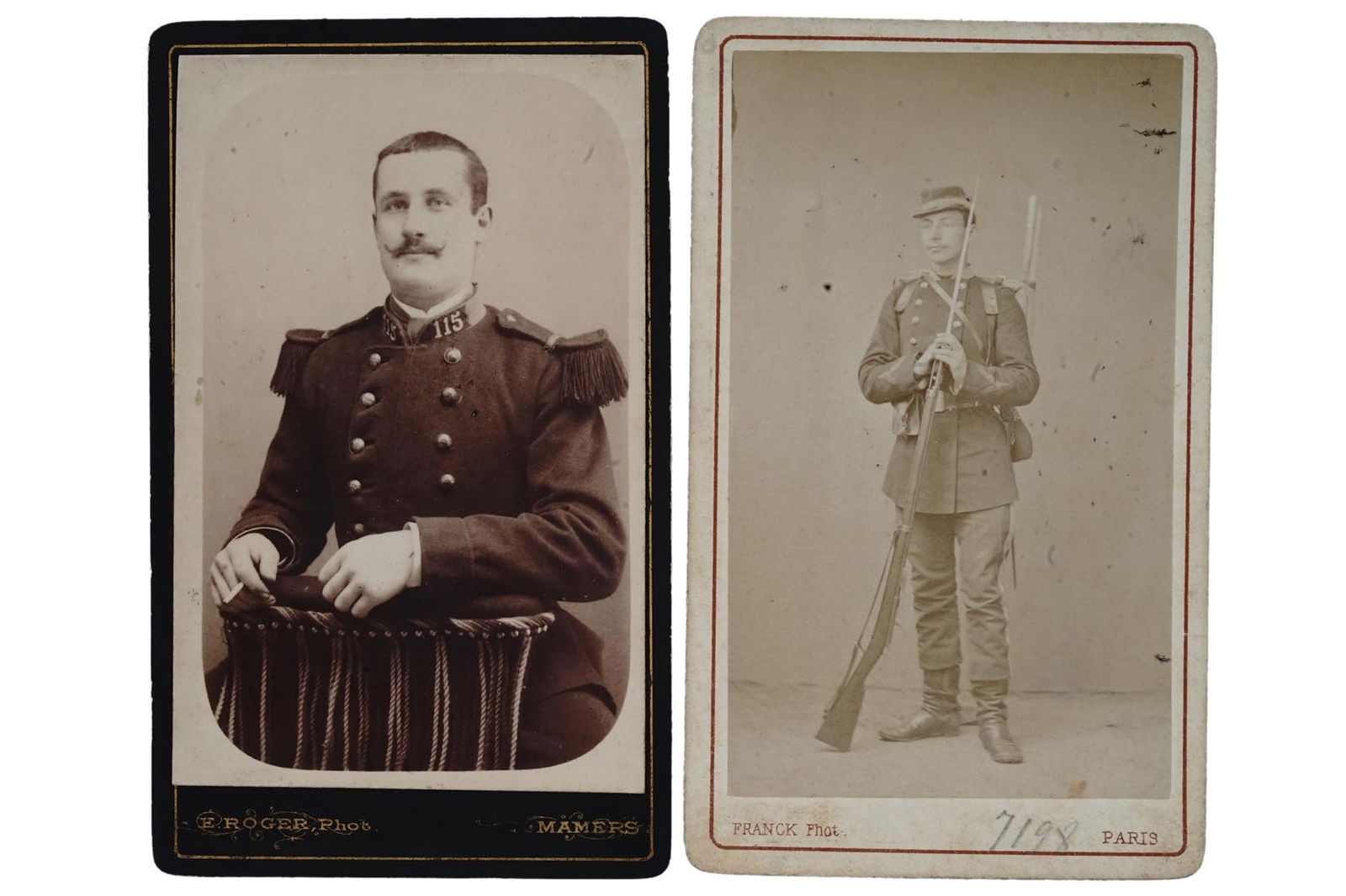Antique 19th Century French Military Carte de Visite Photographs, Pair Of Cabinet Photo Portraits (1 of 7)