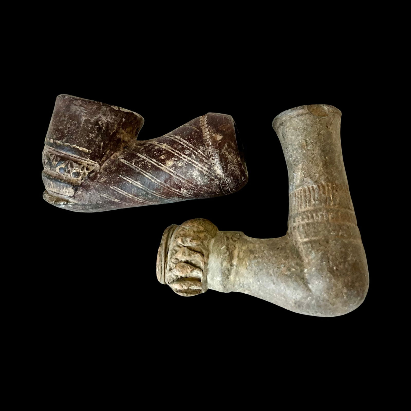 Pair Of Ceramic Smoking Pipes, Islamic Ottoman Clay Pipes. Antiquities And Collectibles, History (1 of 3)
