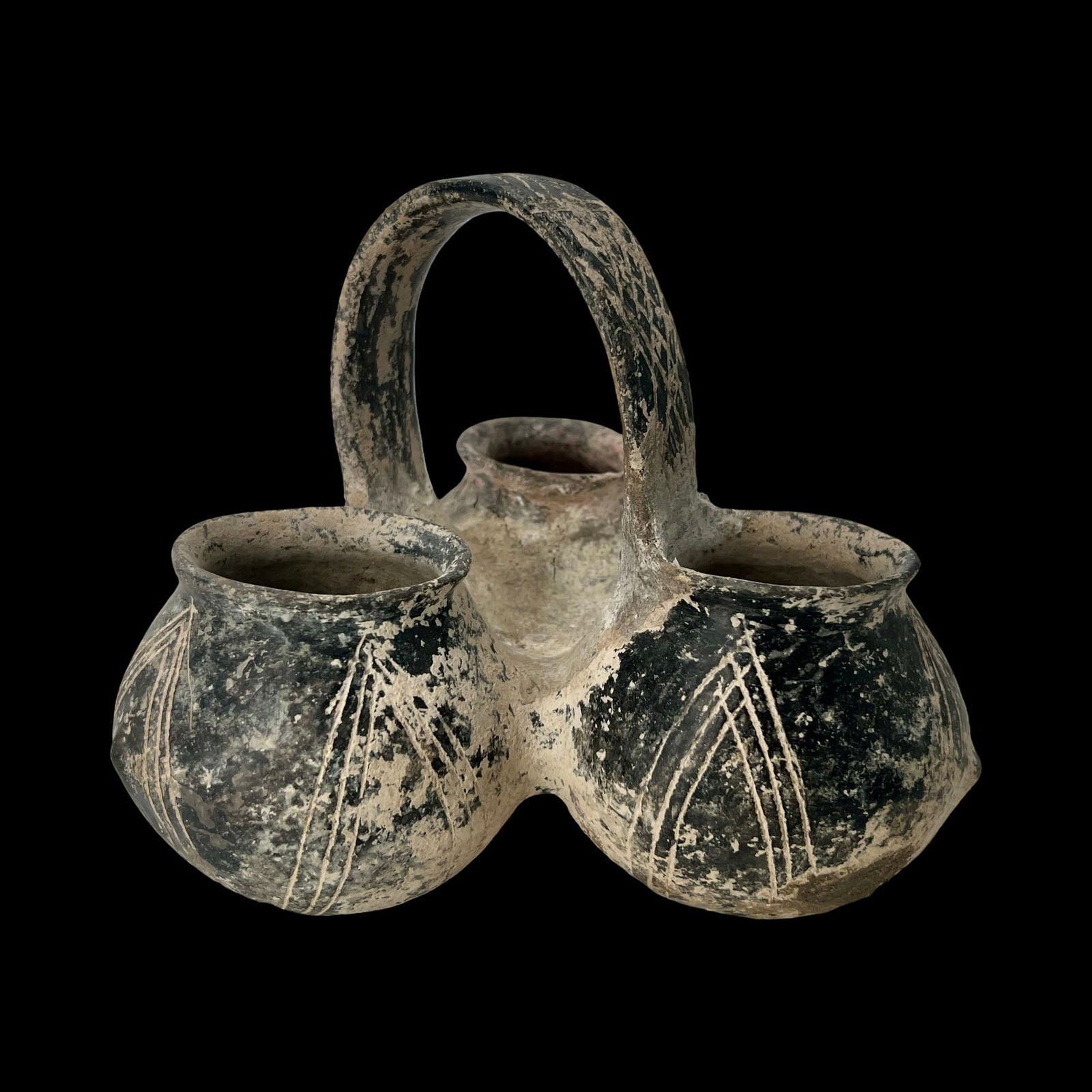 Asia Minor, Anatolian Yortan Culture, Blackware Kernos Vessel. Antiquities And Collectibles, History: Asia Minor, Western Anatolia, Yortan Culture, Early Bronze Age, circa 2700–2300 BCE. This hand-built vessel, fired to a glossy black finish, is a kernos vessel, a set of interconnected jars used to