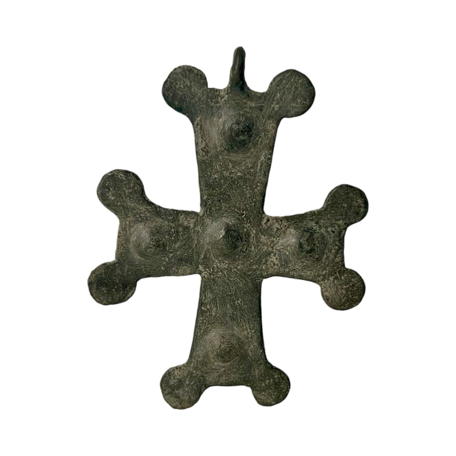 Large Ancient Byzantine Bronze Cross. 10th Century AD Jewelry. Antiquities And Collectibles, History: Ancient Byzantine Empire, A Bronze Cross Jewelry Pendant, Dated Circa 1000-1100 AD. Beautiful green patina. Size: 8cm x 6cm. // Disclaimer: Read The Description And Watch Carefully The Images Provided