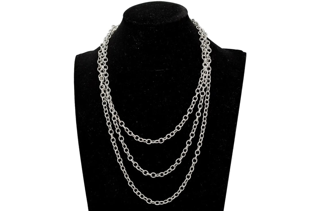 Vintage 1990s RELIOS Sterling Silver Chain Necklace XXL, Carolyn Pollack Fashion Jewelry Accessories (1 of 4)