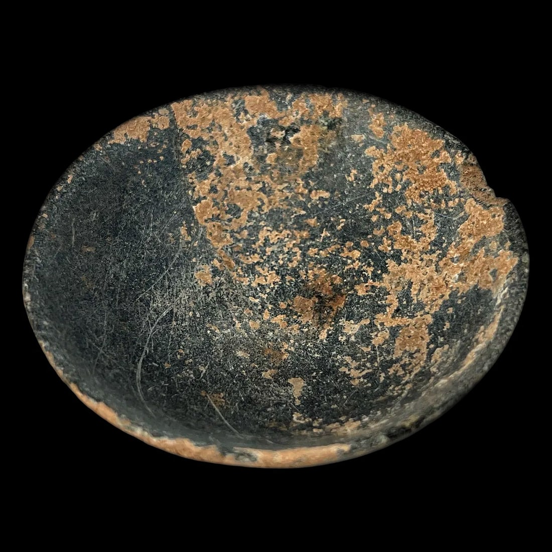 Ancient Bactrian Black Stone Bowl From The 2nd Millenium BCE. Antiquities And Collectibles, History: A Rare, Ancient Bactrian Black Stone Bowl, Central Asia Circa 3rd To 2nd Millennium BCE, hemispherical with well-hollowed interior Size: 9cm x 3 cm Ex Private FL collection. // Disclaimer: Read The De