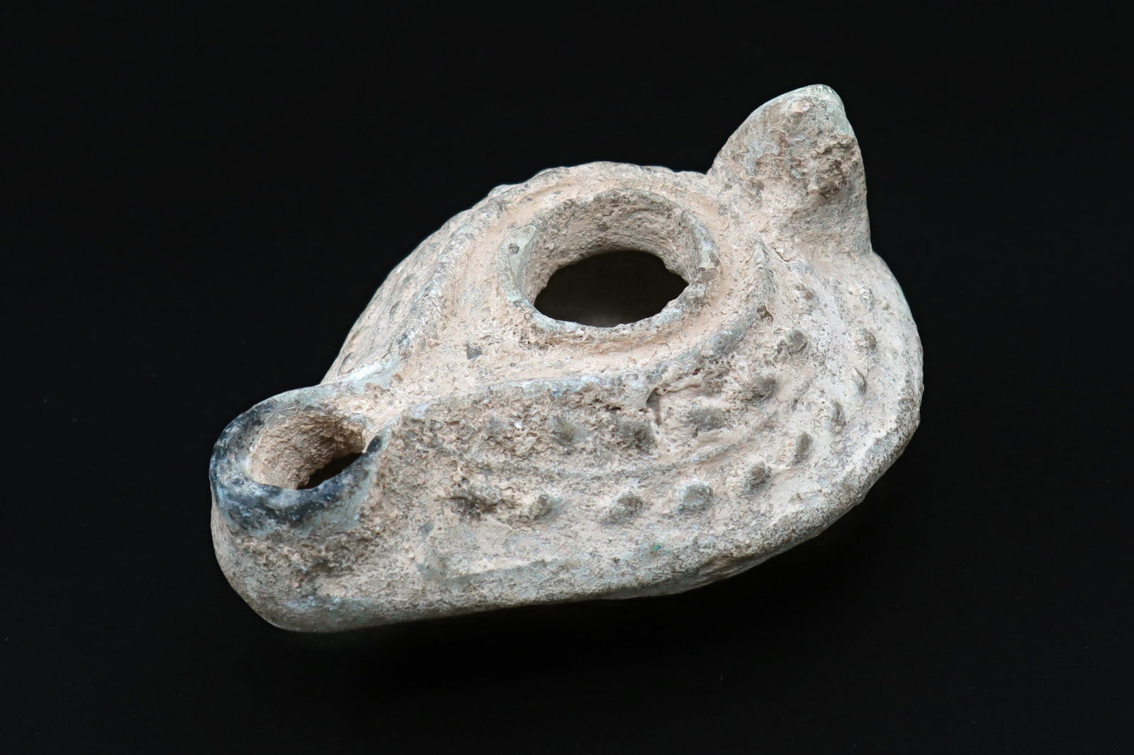 Ancient East Roman Empire Oil Lamp, 5th C AD Byzantium Terracotta Lamp With Palm Leaf Decoration (1 of 3)